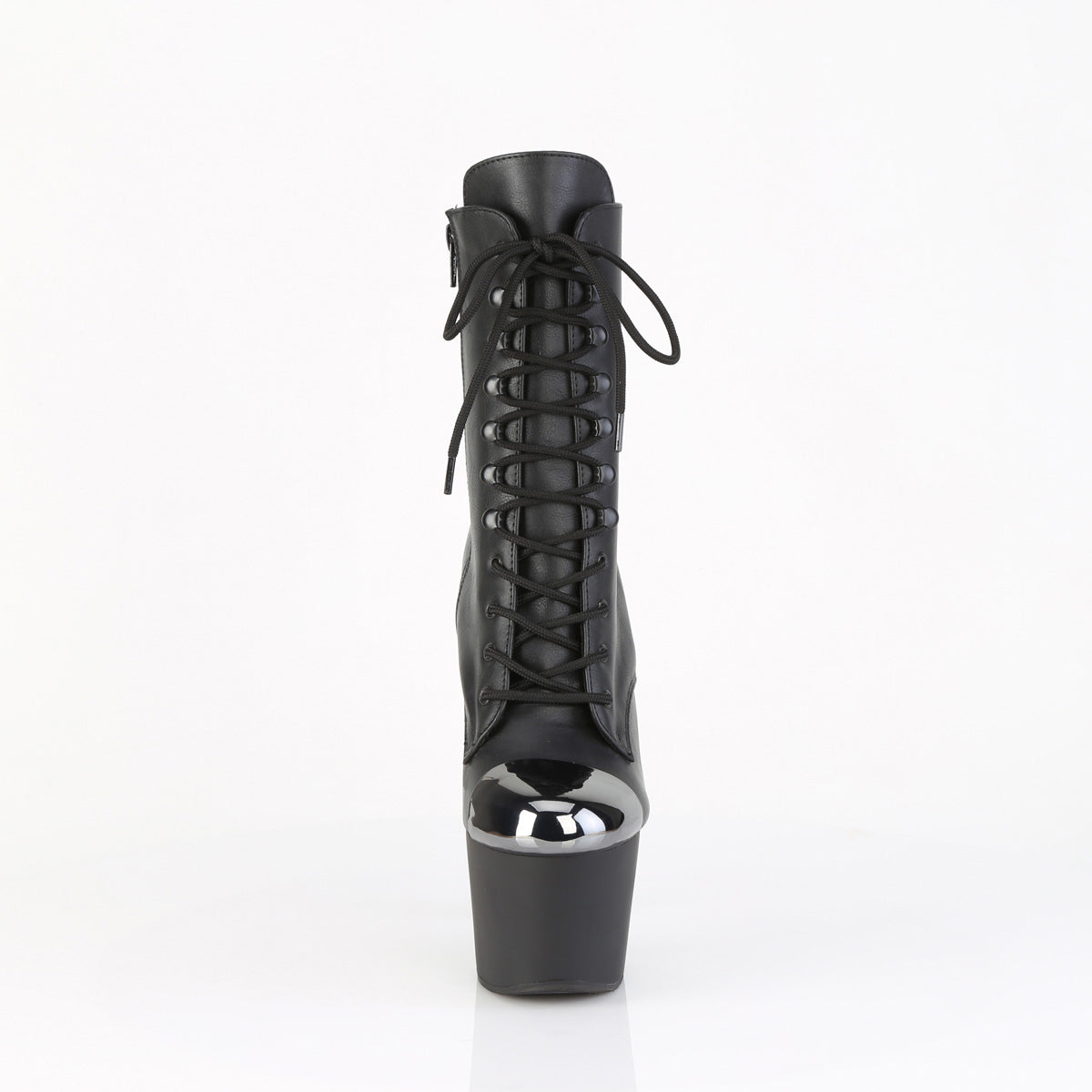 7" Heel, 2 3/4" PF External Steel Cap Ankle Boot, Side Zip (Pleaser ADO1020ESC/B/M)