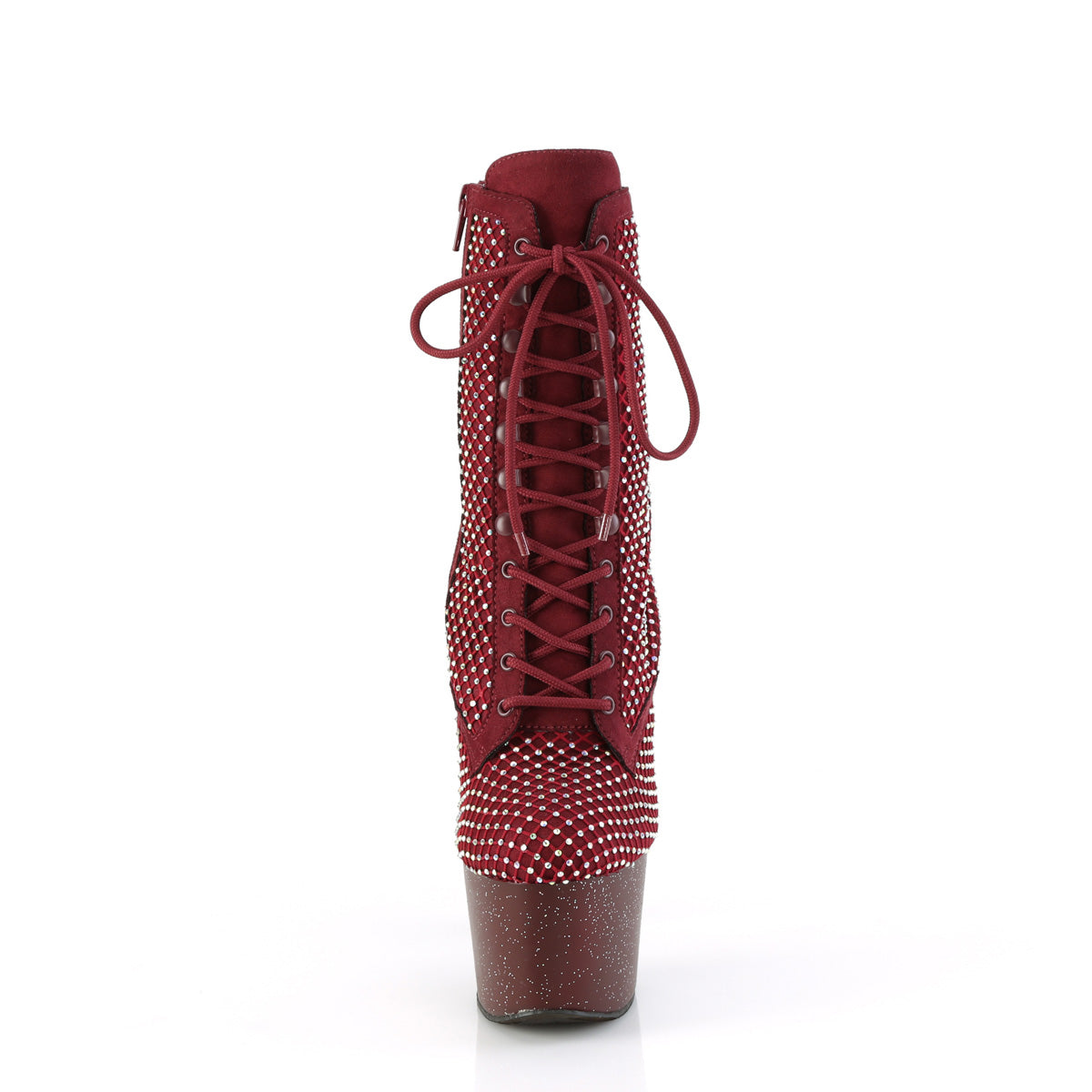 7" Heel, 2 3/4" PF Lace-Up RS Mesh Ankle Boot, Side Zip (Pleaser ADO1020RM/BFS-RS/M)