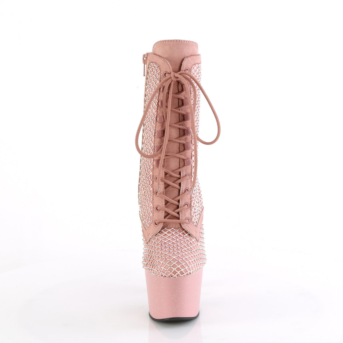 7" Heel, 2 3/4" PF Lace-Up RS Mesh Ankle Boot, Side Zip (Pleaser ADO1020RM/BFS-RS/M)