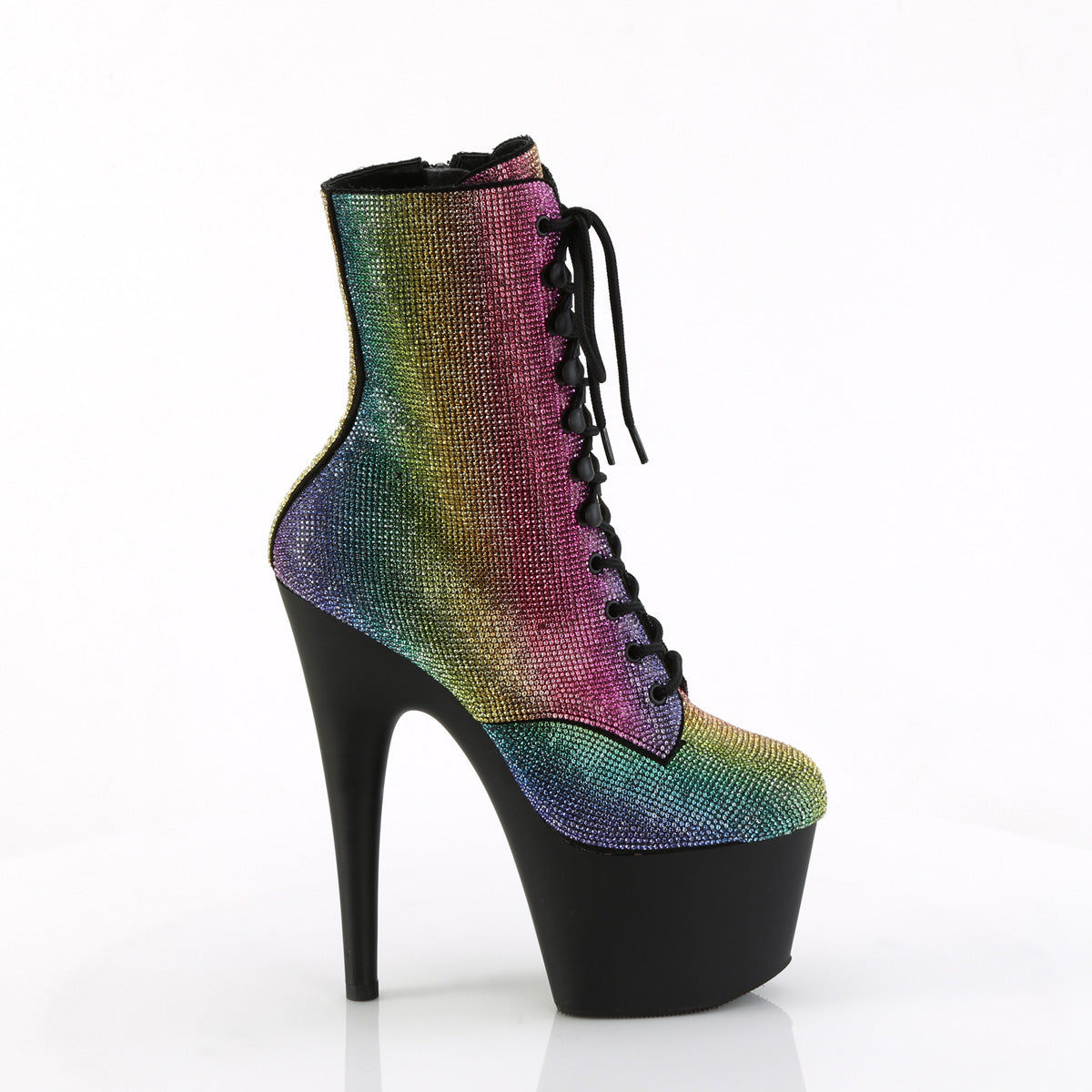 *7" Heel , 2 3/4" PF RS Embellished Ankle Boot, Side Zip (Pleaser ADO1020RS/BRS/M)