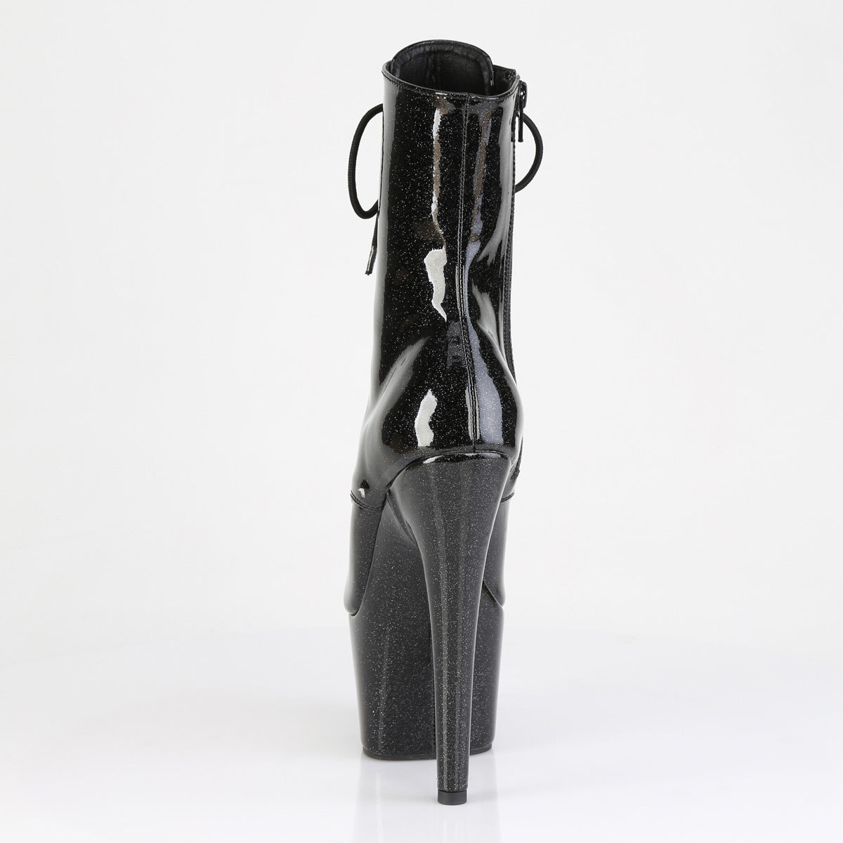 7" Heel, 2 3/4" PF Peep Toe Lace-Up Ankle Boot, Side Zip (Pleaser ADO1021GP/BG/M)