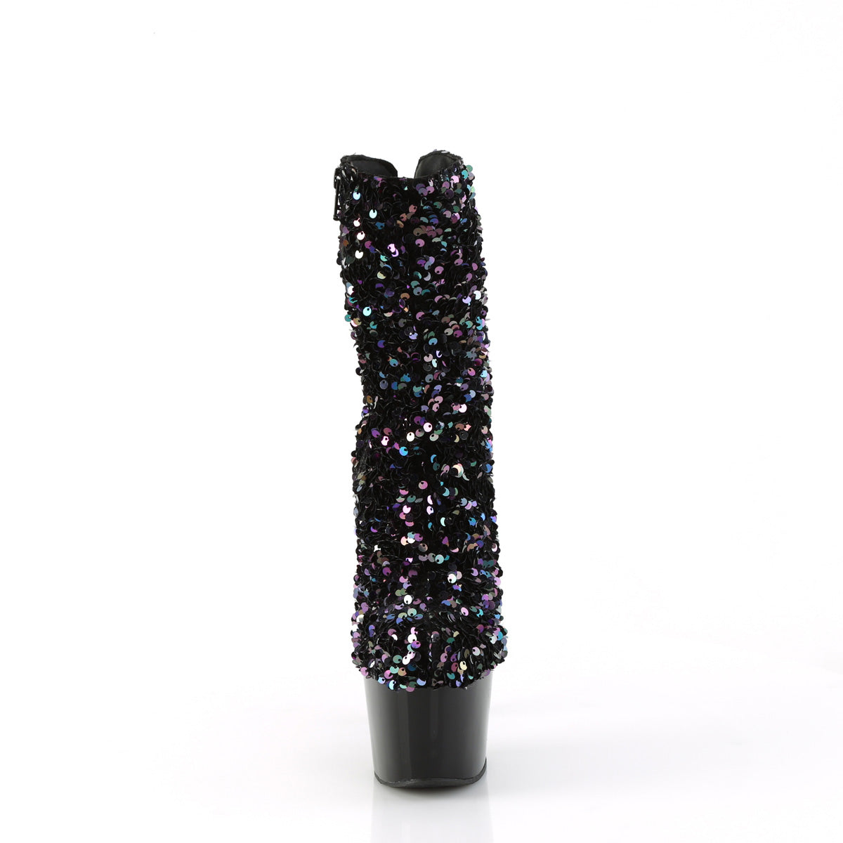 *7" Heel, 2 3/4" PF Sequins Ankle Boot, Inside Zip (Pleaser ADO1042SQ/BMCSQ/B)