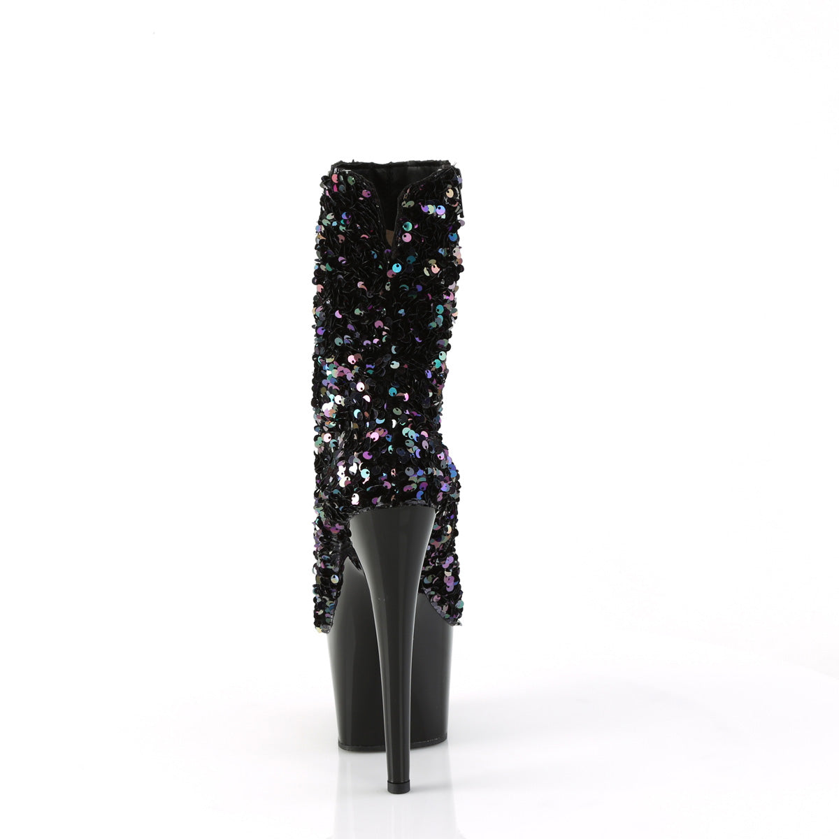 *7" Heel, 2 3/4" PF Sequins Ankle Boot, Inside Zip (Pleaser ADO1042SQ/BMCSQ/B)