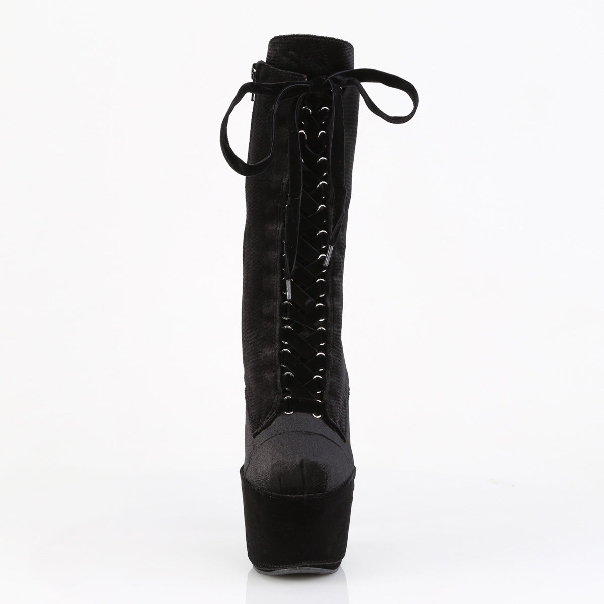 7" Heel, 2 3/4" PF Velvet Lace-Up Front Ankle Boot (Pleaser ADO1045VEL/B/M)