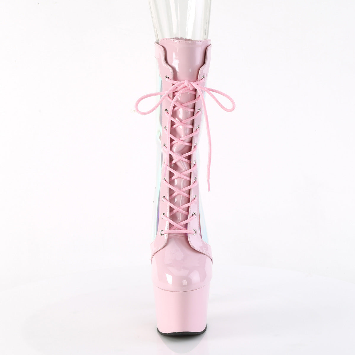 *7" Heel, 2 3/4" PF Lace-Up Front Anke Boot, Back Zip (Pleaser ADO1047/BPPT-HG/BP)