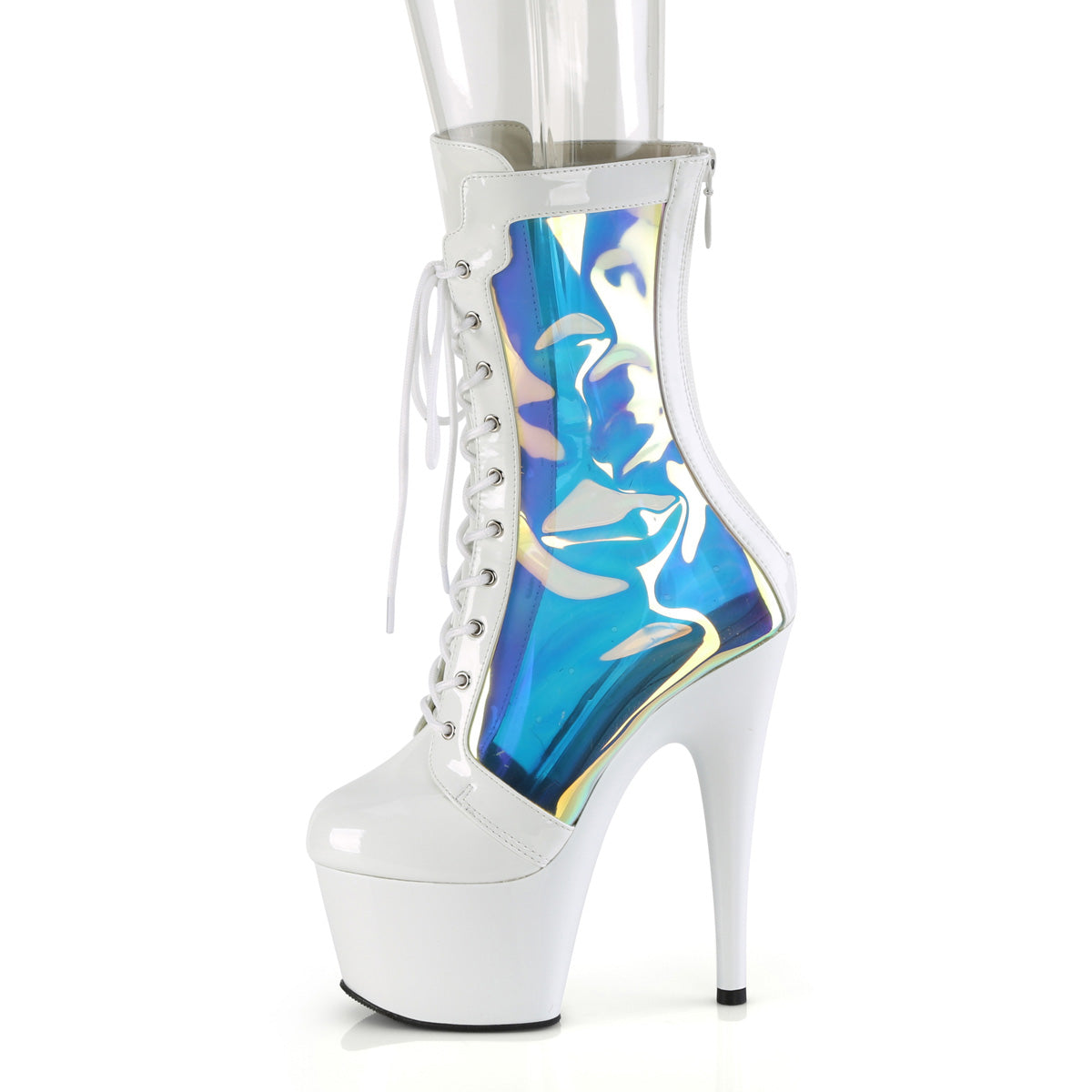 *7" Heel, 2 3/4" PF Lace-Up Front Anke Boot, Back Zip (Pleaser ADO1047/BPPT-HG/BP)