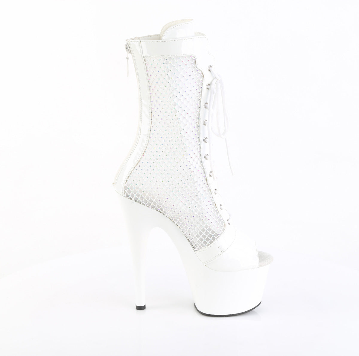 7" Heel, 2 3/4" PF Peep Toe Ankle Boot, Side Zip (Pleaser ADO1048RSNT/BP-RS/M)