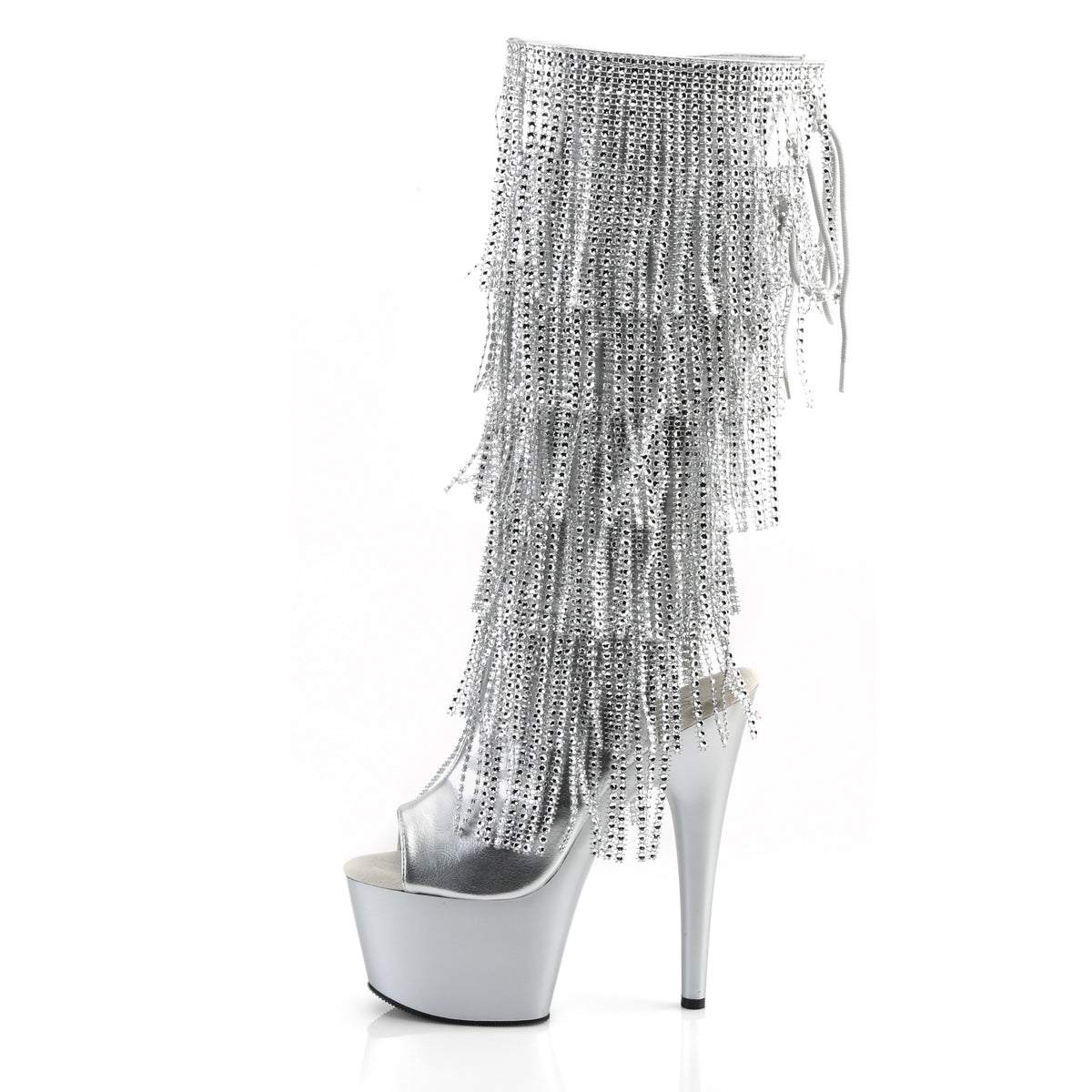 7" Heel, 2 3/4" PF Lace-Up Stretch PF Knee Boot, Side Zip (Pleaser ADO2024RSF/BPU/M)