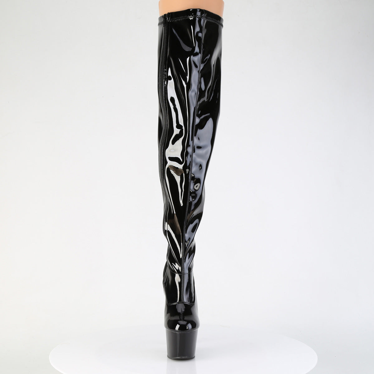 7" Heel, 2 3/4" PF Wide Calf Stretch Thigh Boot, Side Zip (Pleaser ADO3000WCF/B/M)