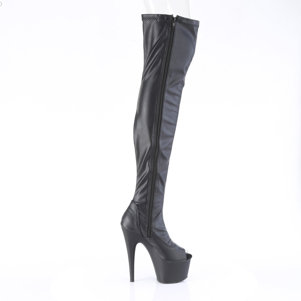 7" Heel, 2 3/4" PF Peep Toe Thigh High Boot, Side Zip (Pleaser ADO3011/B/M)
