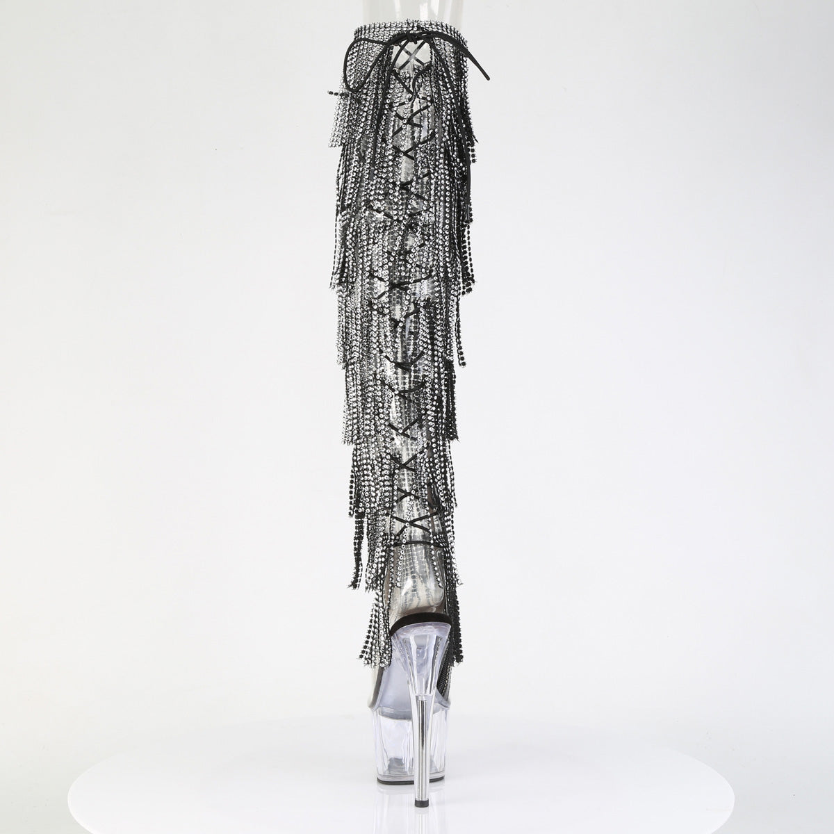 7" Heel, 2 3/4" PF 8-Layer Fringe OTK Boot, Side Zip (Pleaser ADO3019C-RSF/C-B/C)
