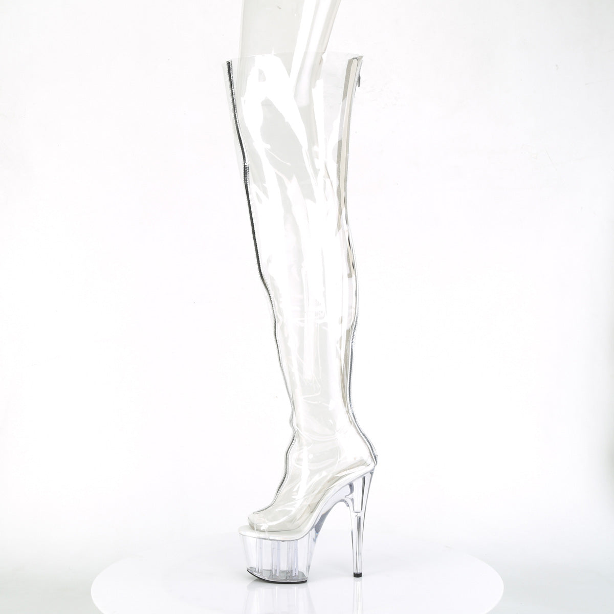 *7" Heel, 2 3/4" PF Open Toe Thigh High Boot, Back Zip (Pleaser ADO3021/CTPU-SM/C)