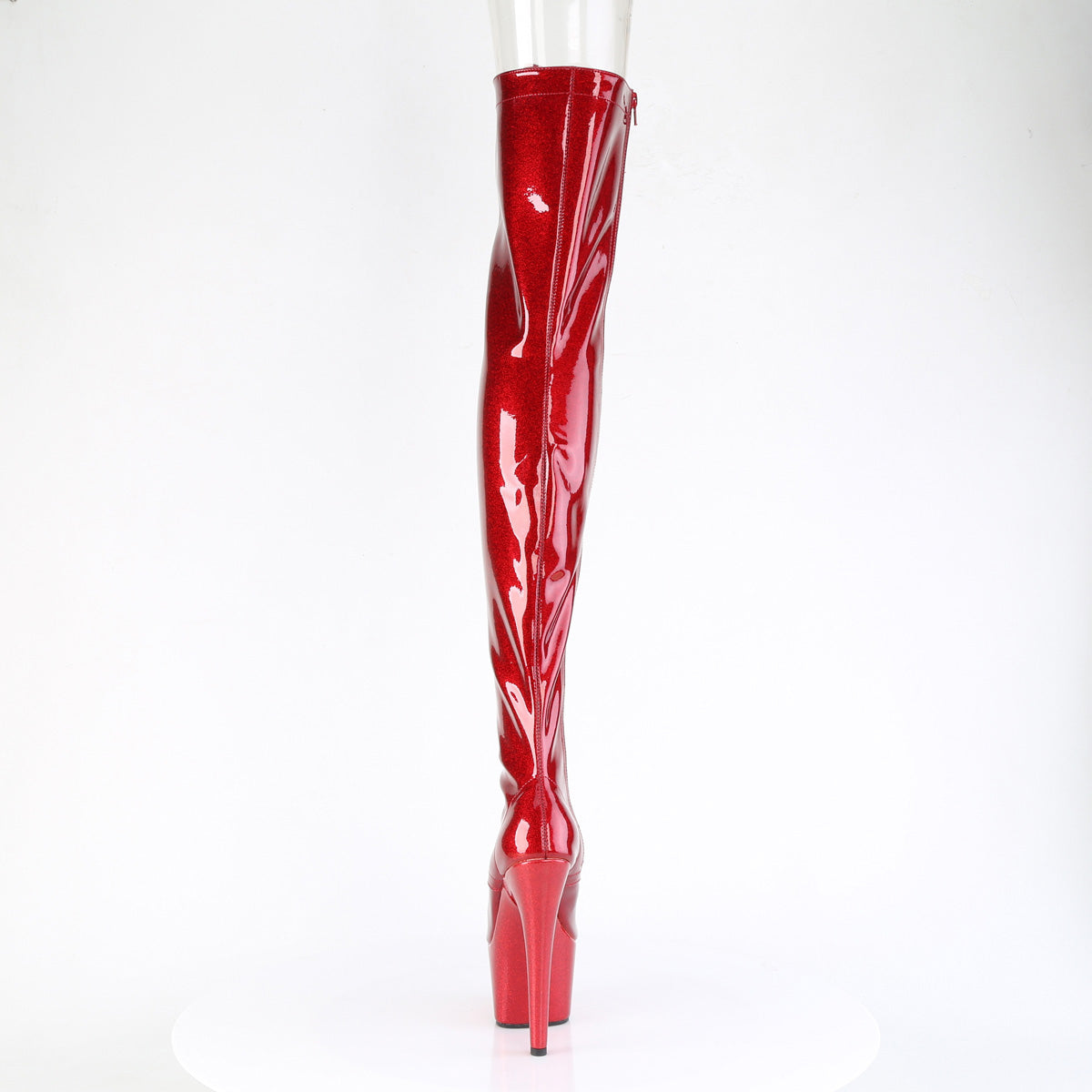 *7" Heel, 2 3/4" PF Peep Toe Lace-Up Thigh Boot, Side Zip (Pleaser ADO3021GP/AQG/M)
