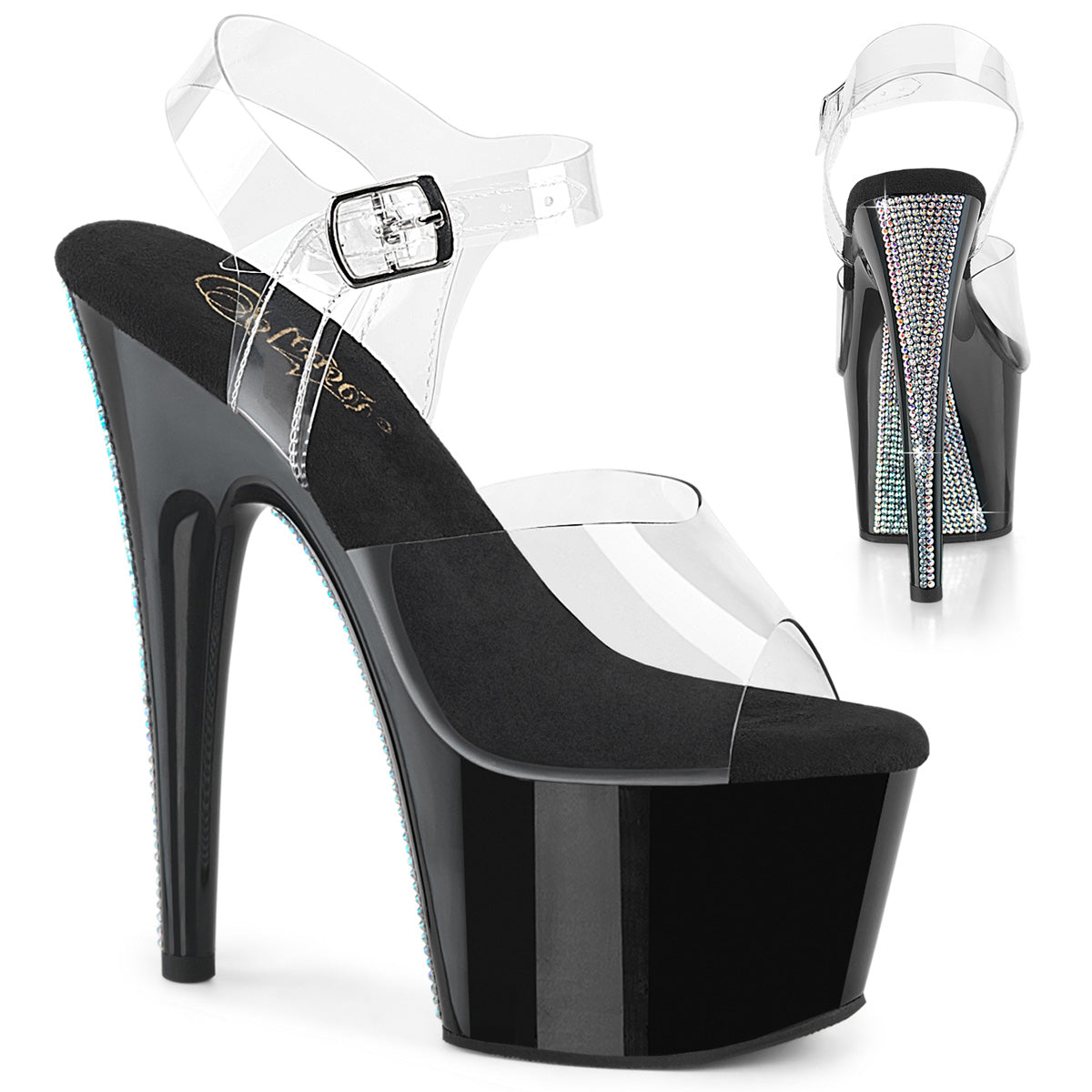 7" Heel, 2 3/4" PF Ankle Strap Sandal (Pleaser ADO708CRS-2/C/B-SRS)