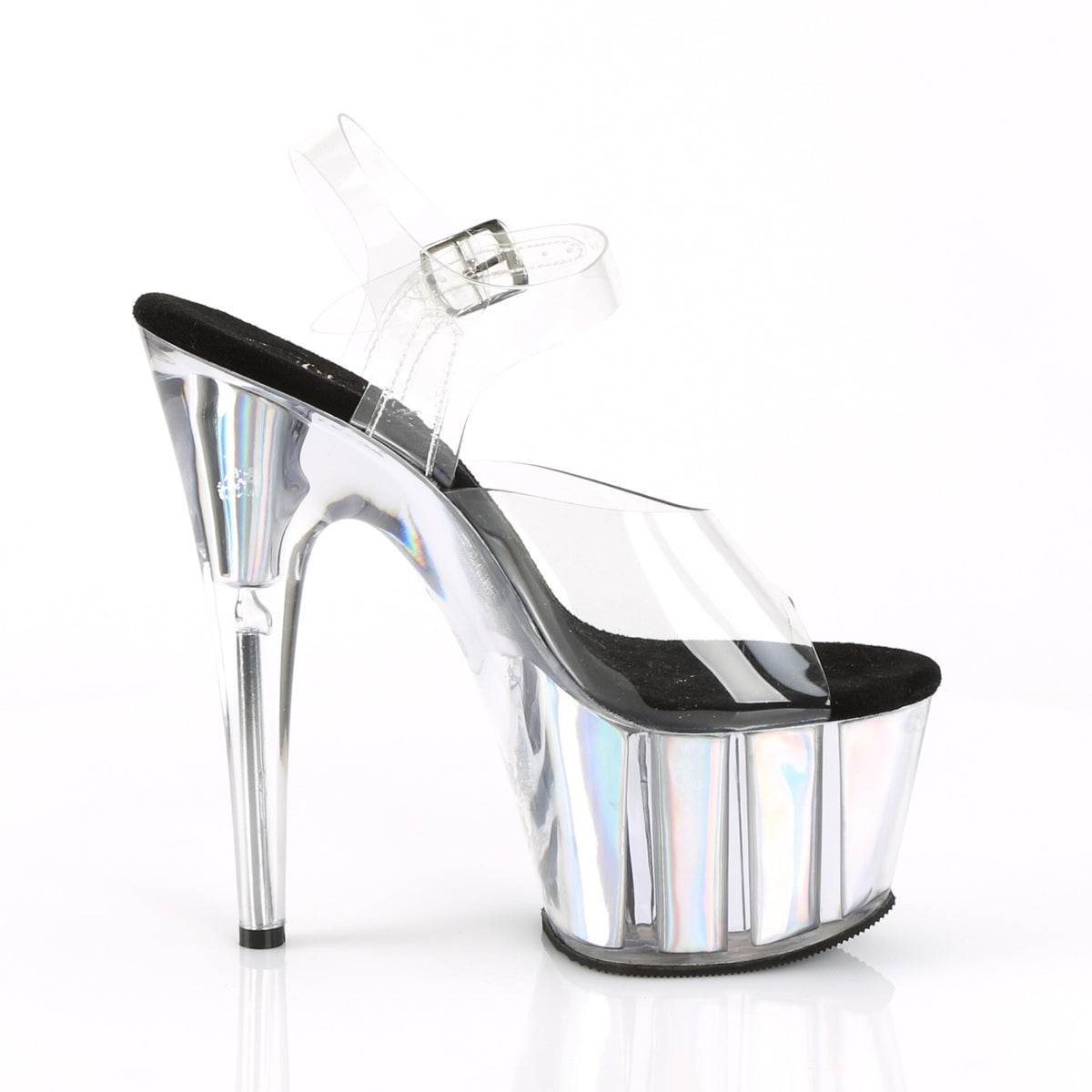 7" Heel, 2 3/4" PF Ankle Strap Sandal w/ Hologram Inserts (Pleaser ADO708HGI/C/S)