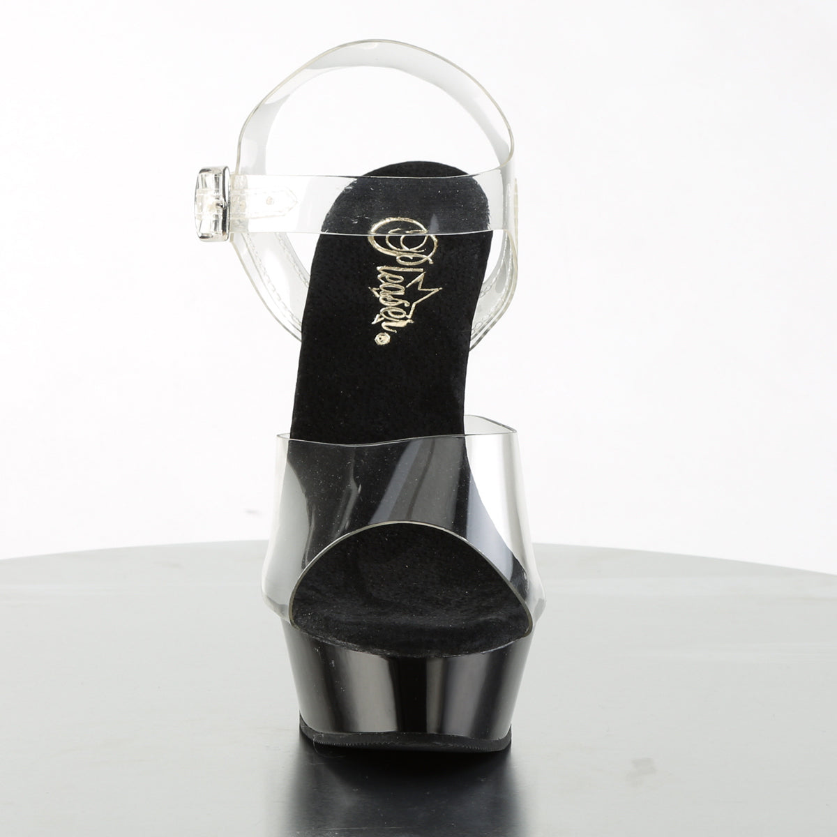 *5 1/2" Heel 1 1/2" PF Chrome Heel Ankle Strap Sandal (Pleaser ALL608/C/B)