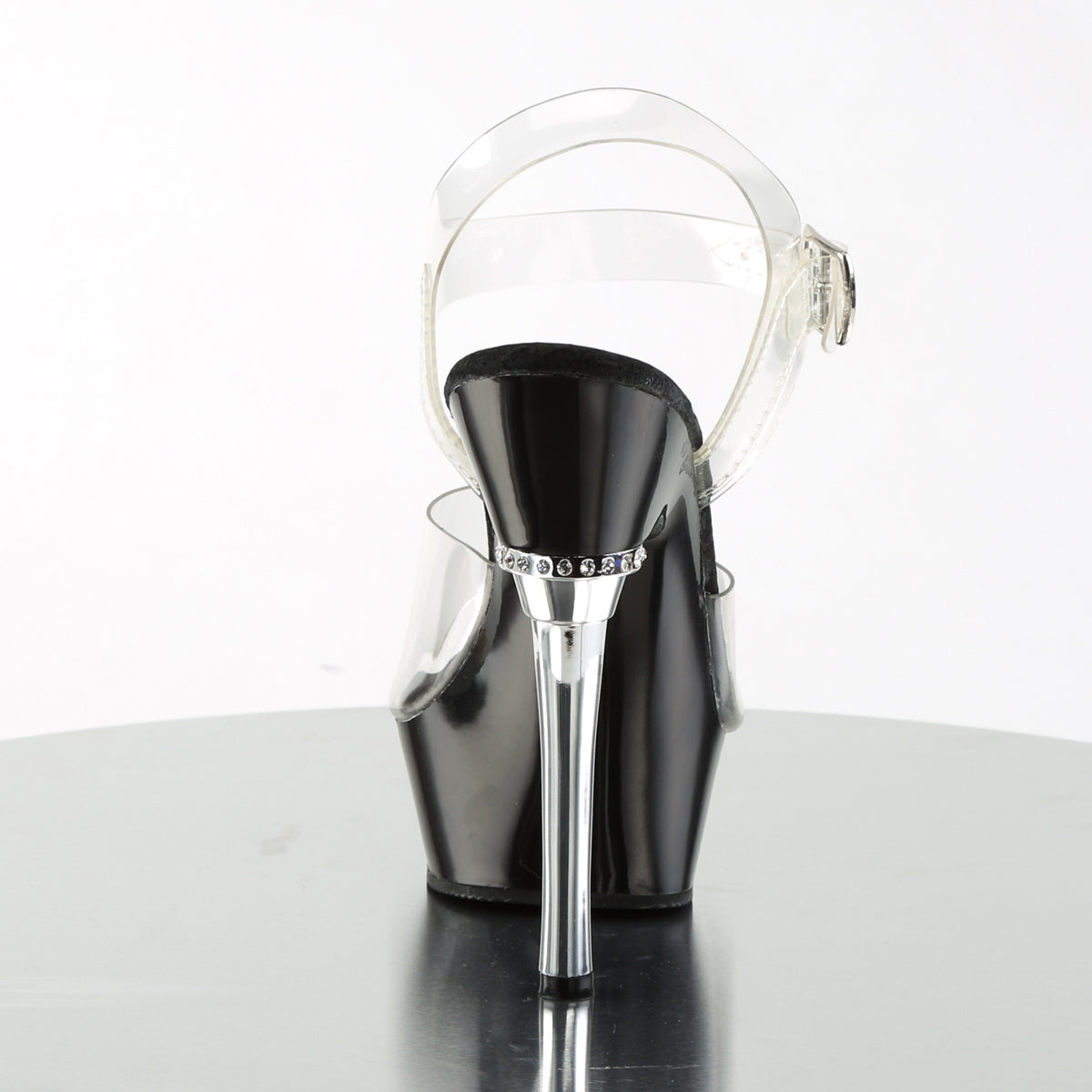 *5 1/2" Heel 1 1/2" PF Chrome Heel Ankle Strap Sandal (Pleaser ALL608/C/B)