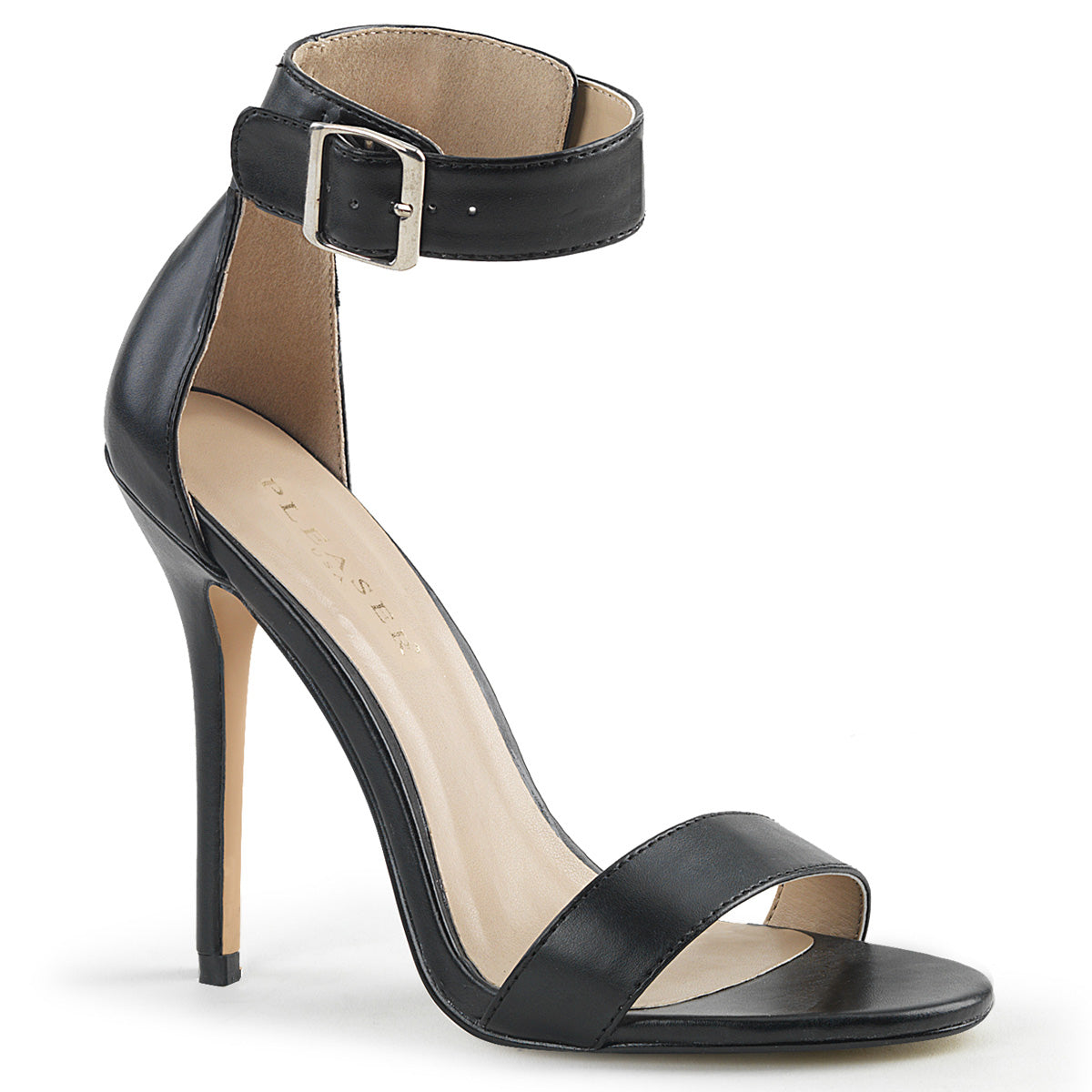 5" Heel, Closed Back Sandal W/ Buckled Ankle Strap (Pleaser AMU10/B)