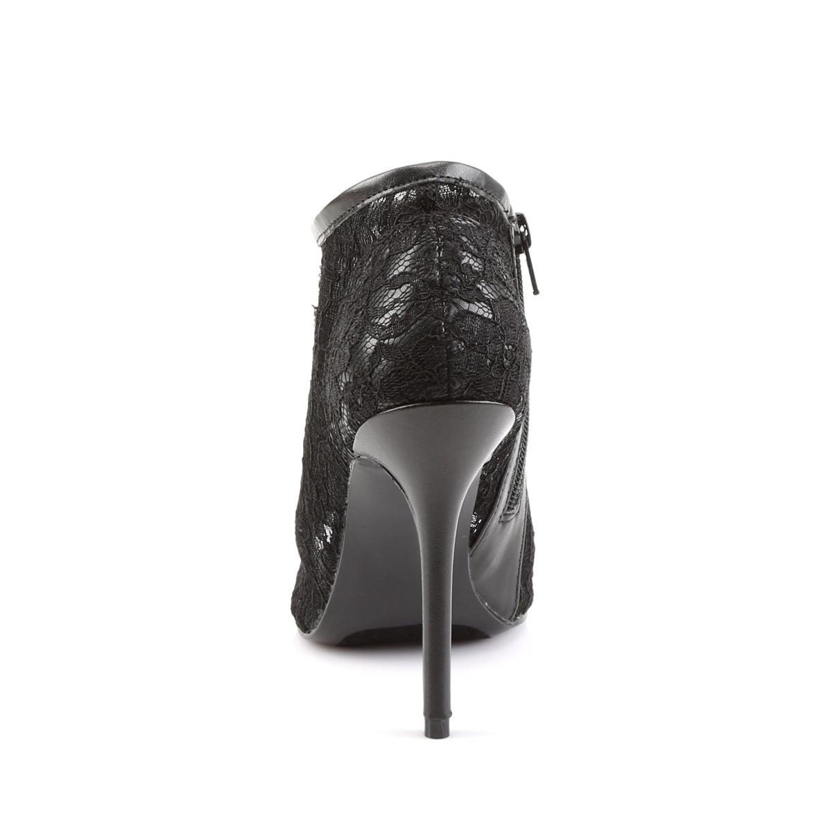 **5" Heel, Open Toe Bootie w/ Lace Overlay Lace Mesh (Fabulicious AMU56/BLC-MS)