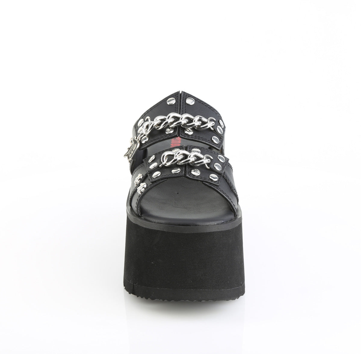 3 1/2" Chunky Heel, 2 1/4" Cut Out PF Slide Sandal (Demonia ASH08/BVL)