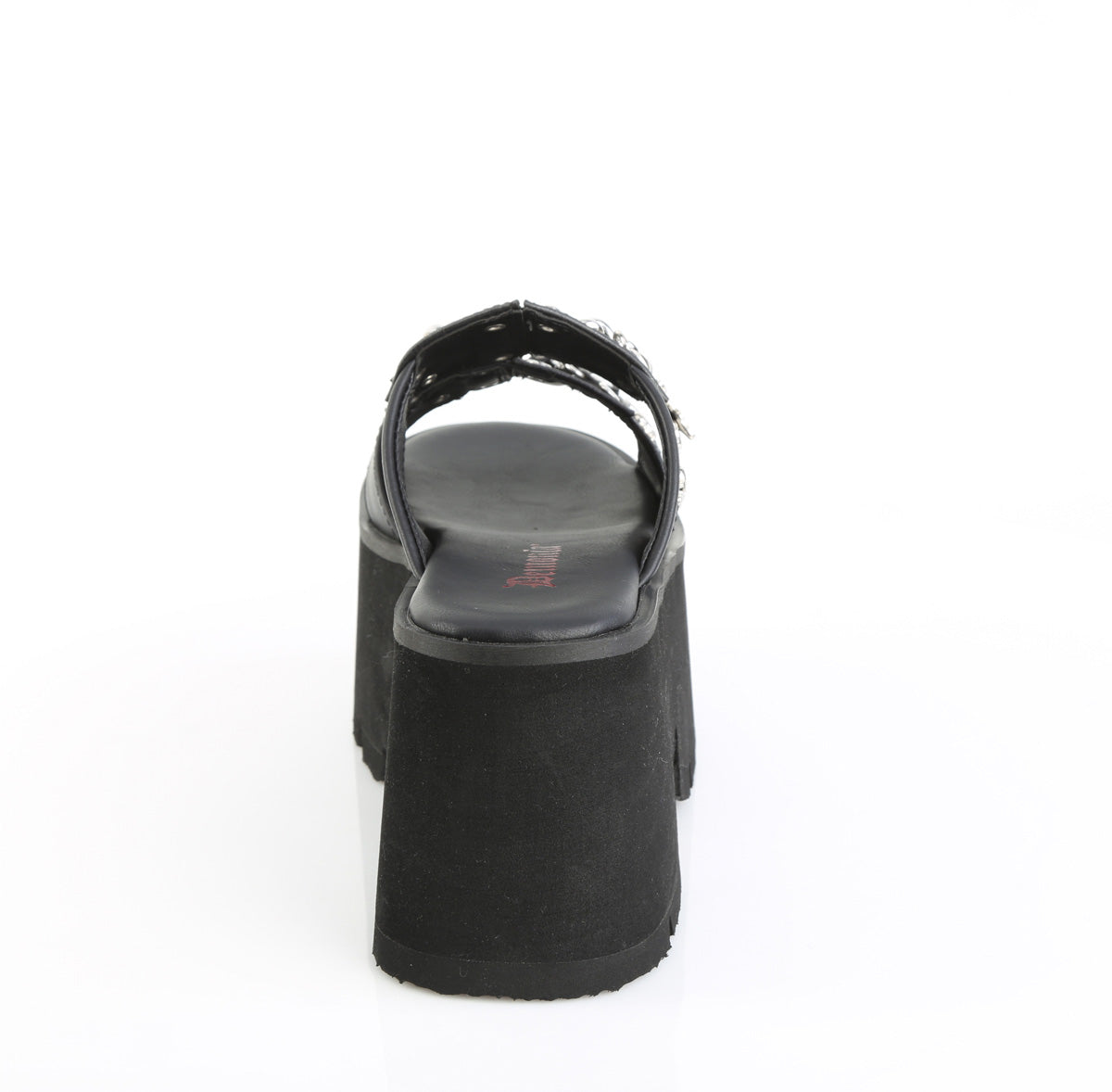 3 1/2" Chunky Heel, 2 1/4" Cut Out PF Slide Sandal (Demonia ASH08/BVL)