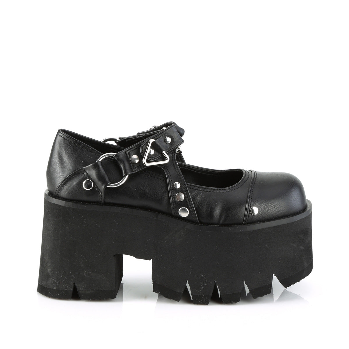 3 1/2"Chunky Heel, 2 1/4"Cut Out PF Maryjane (Demonia ASH33/BVL)