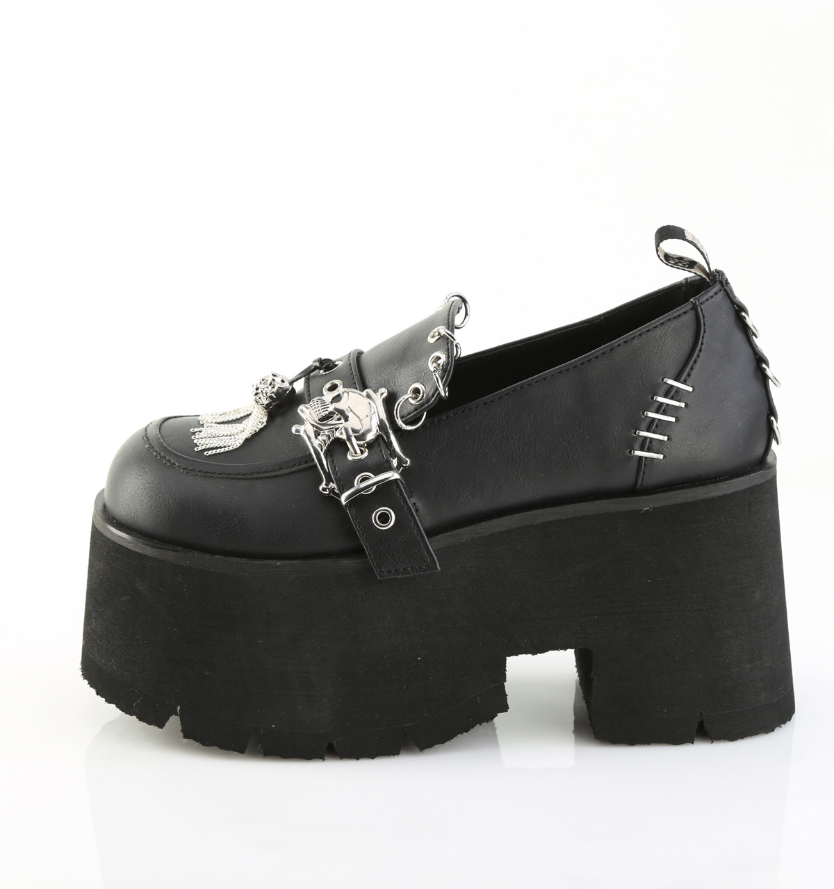 3 1/2" Chunky Heel, 2 1/4" PF Lace-Up Loafer (Demonia ASH38/BVL)