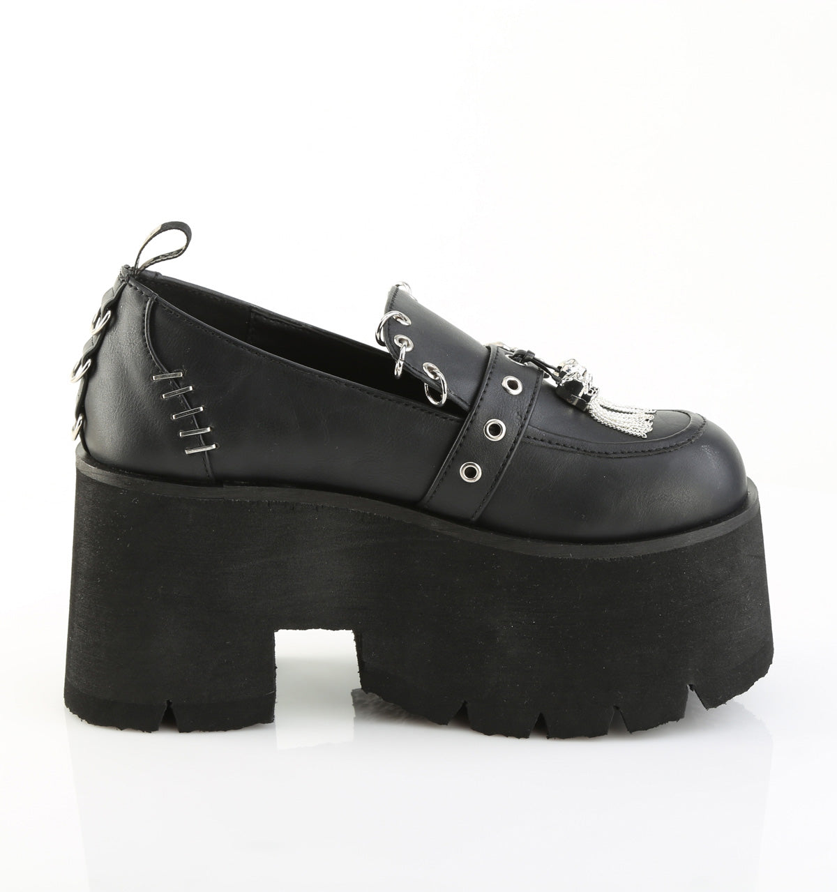 3 1/2" Chunky Heel, 2 1/4" PF Lace-Up Loafer (Demonia ASH38/BVL)
