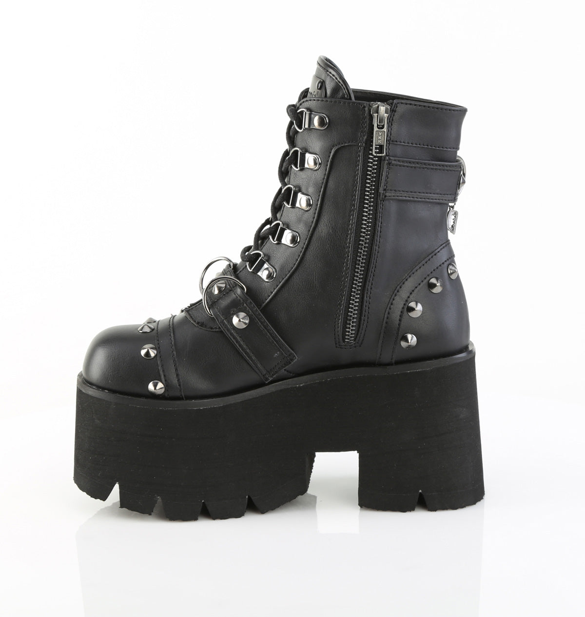 3 1/2" Chunky Heel, 2 1/4" PF Lace-Up Ankle BT, Side Zip (Demonia ASH52/BVL)