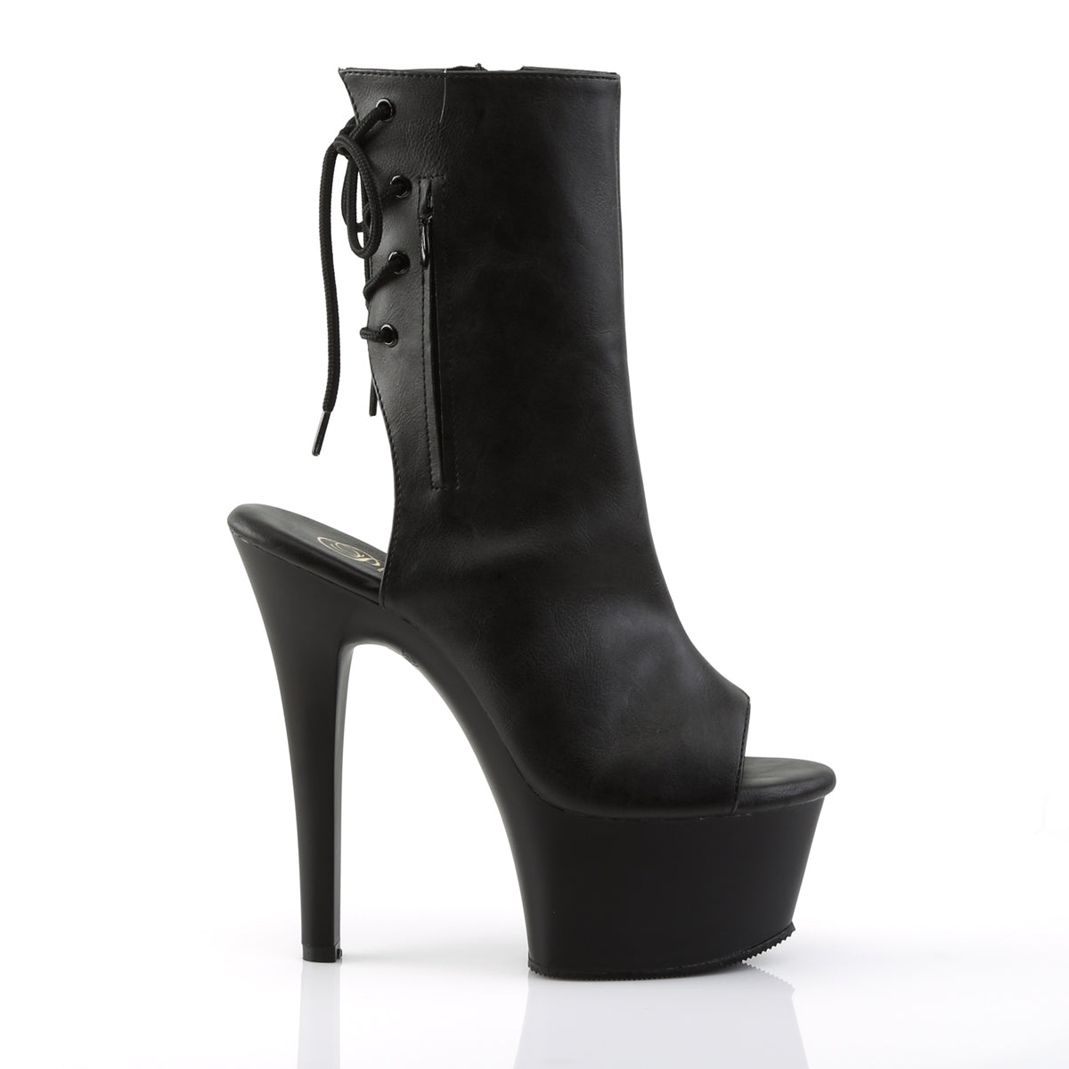 6" Heel, 2 1/4" PF Open Toe/Heel Ankle Boot, Side Zip (Pleaser ASP1018/B/M)