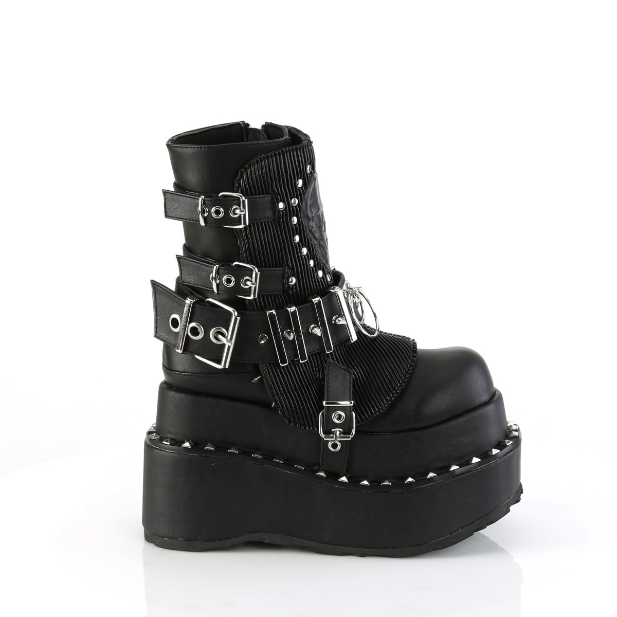 4 1/2" Tiered PF Lace-Up Ankle Boot, Side Zip (Demonia BEAR150/BVL)