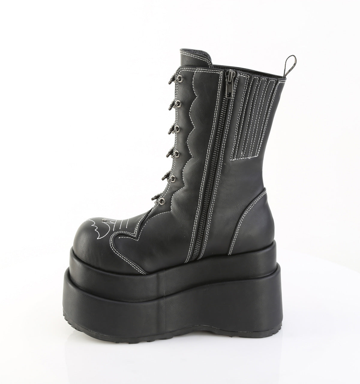 4 1/2" Tiered PF Mid-Calf Boot, Inner & Outer Zip (Demonia BEAR182/BVL)