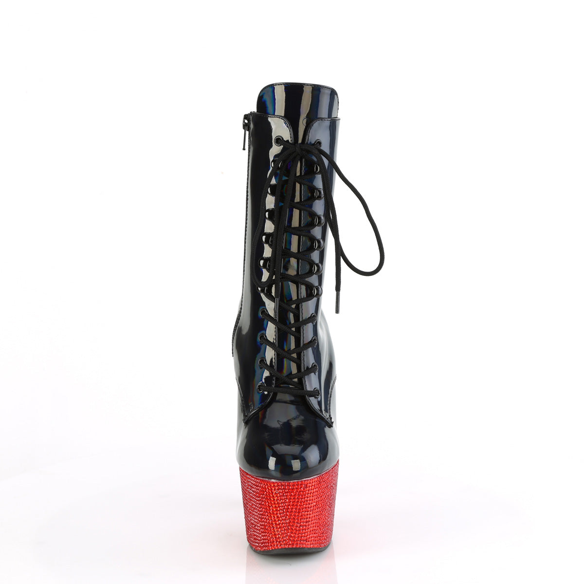 *7" Heel, 2 3/4" PF Front Lace-Up Ankle Boot w/RS, Side Zip (Pleaser BEJ1020-7/BHG/MDBRS)