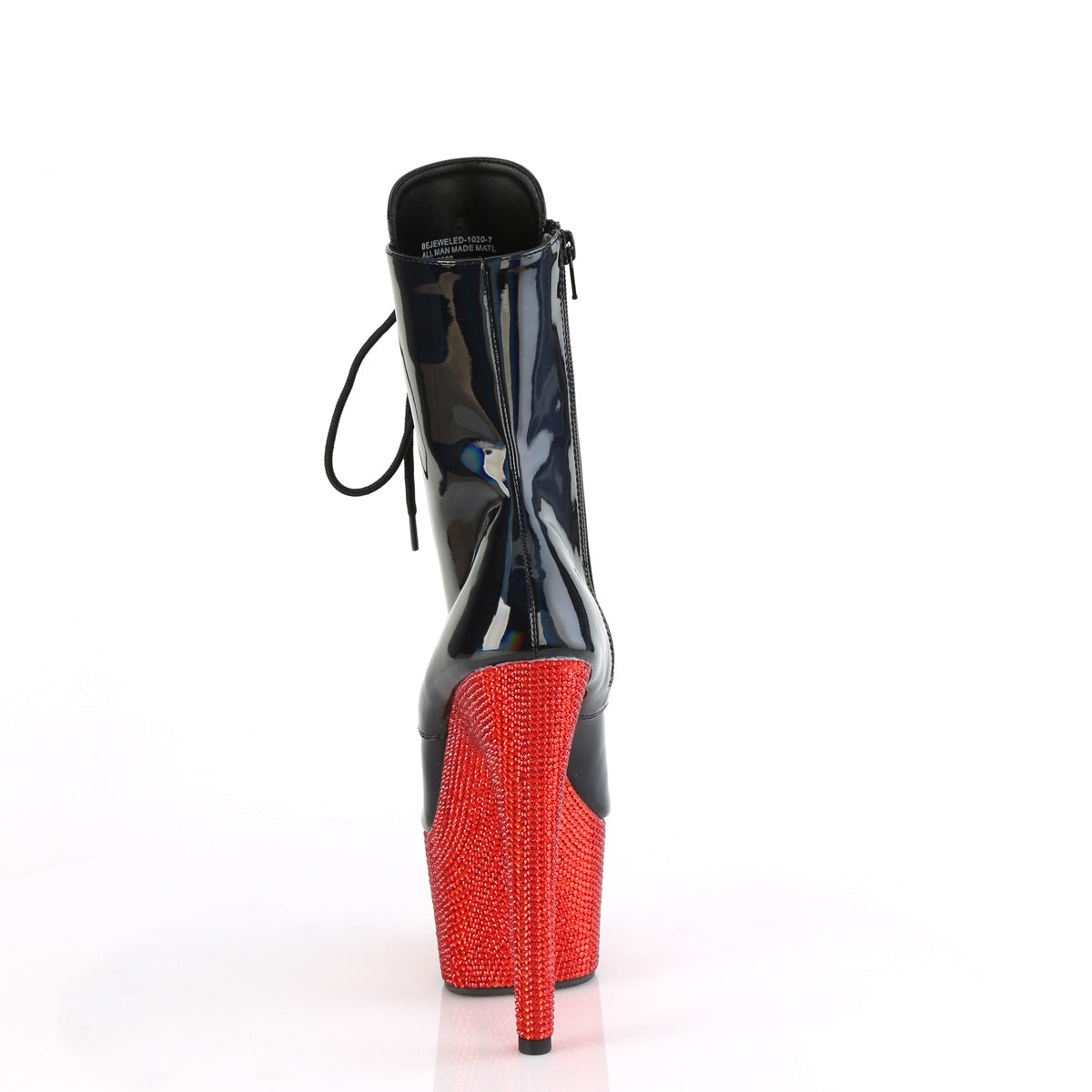 *7" Heel, 2 3/4" PF Front Lace-Up Ankle Boot w/RS, Side Zip (Pleaser BEJ1020-7/BHG/MDBRS)
