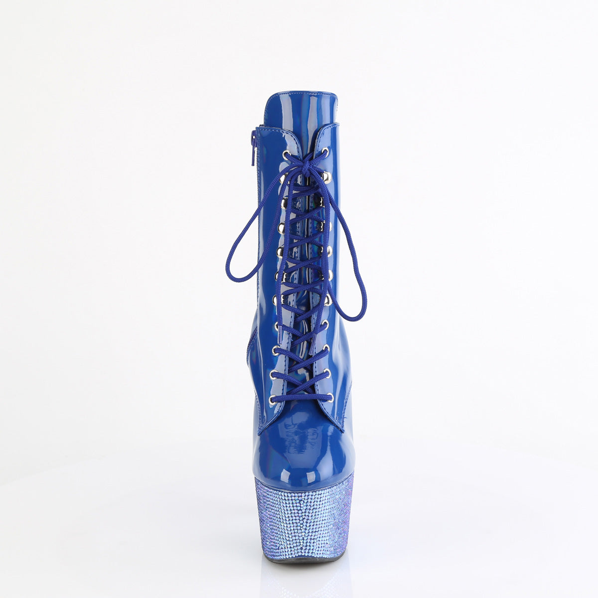 *7" Heel, 2 3/4" PF Front Lace-Up Ankle Boot w/RS, Side Zip (Pleaser BEJ1020-7/BHG/MDBRS)