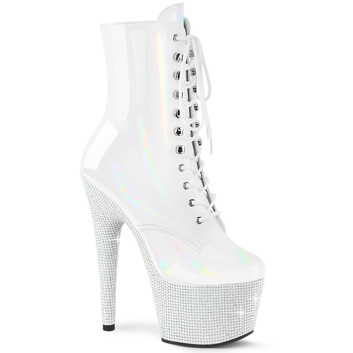 *7" Heel, 2 3/4" PF Front Lace-Up Ankle Boot w/RS, Side Zip (Pleaser BEJ1020-7/BHG/MDBRS)
