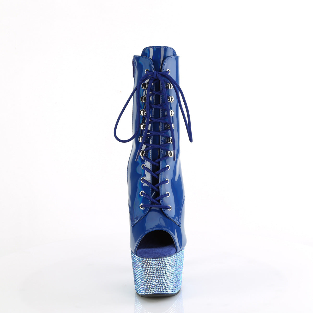 *7" Heel, 2 3/4" PF Peep Toe Ankle Boot w/RS, Side Zip (Pleaser BEJ1021-7/BLHG/BLRS)