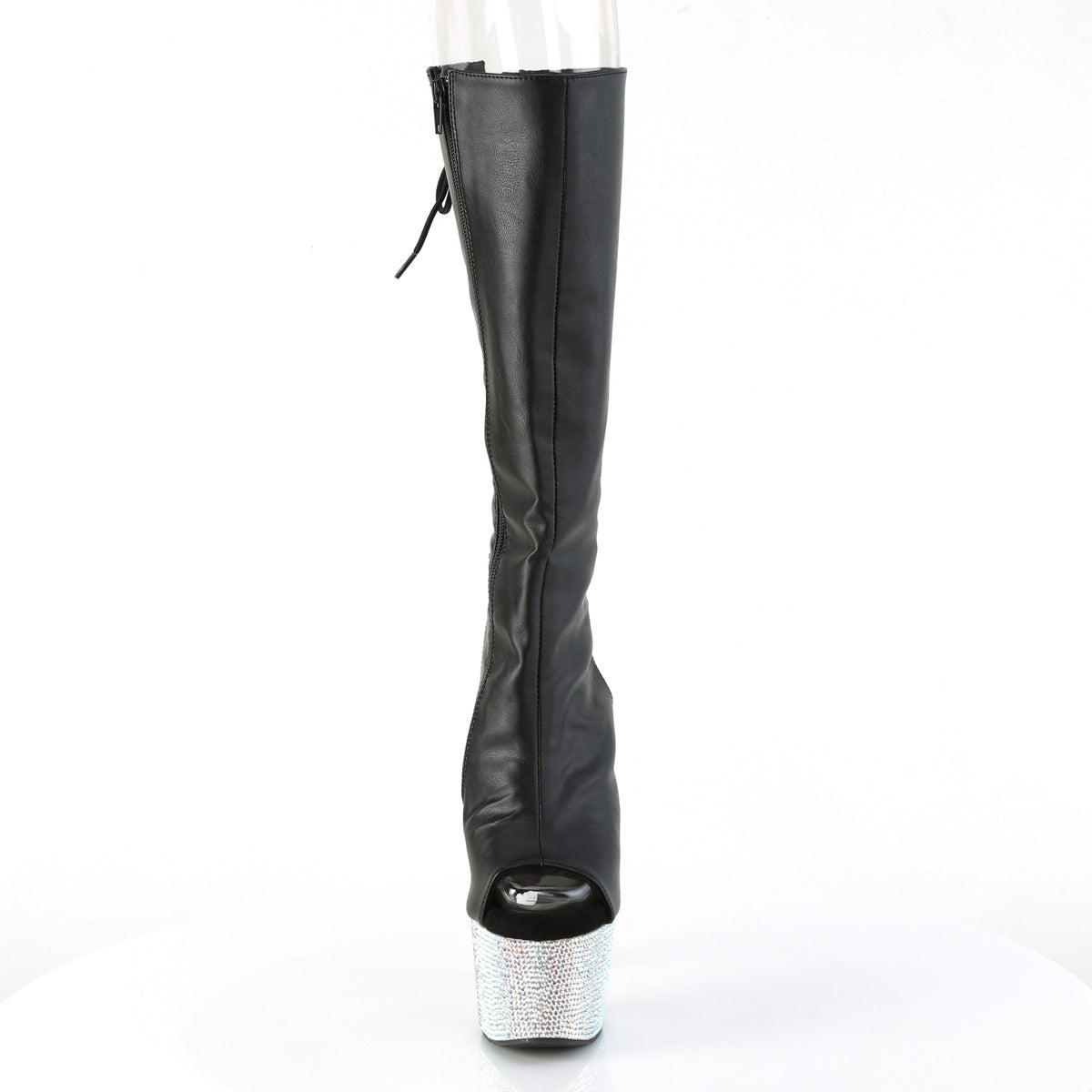 *7" Heel, 2 3/4" PF Open Toe/Heel Knee Boot w/RS, Side Zip (Pleaser BEJ2018-7/BPU/SRS)