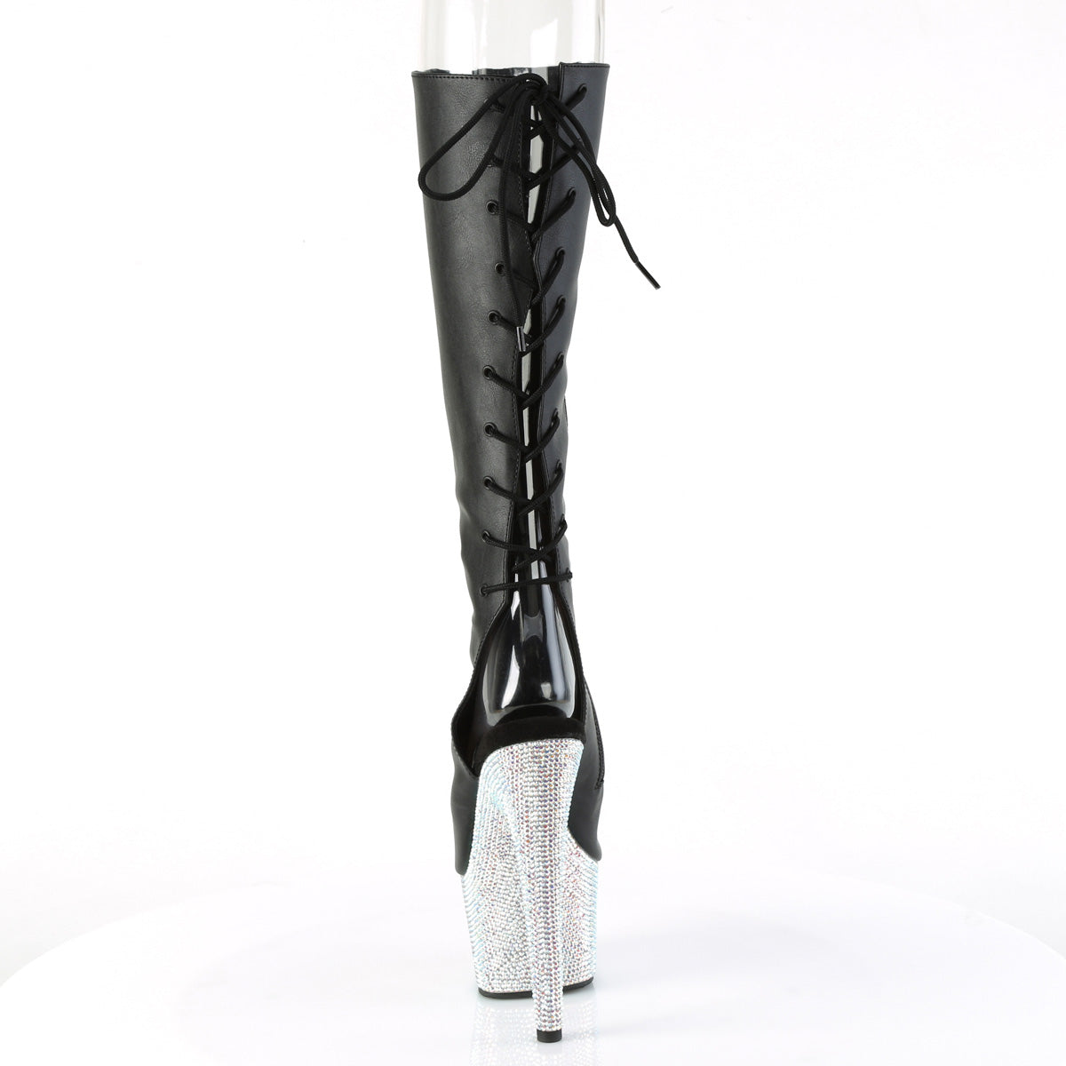 *7" Heel, 2 3/4" PF Open Toe/Heel Knee Boot w/RS, Side Zip (Pleaser BEJ2018-7/BPU/SRS)