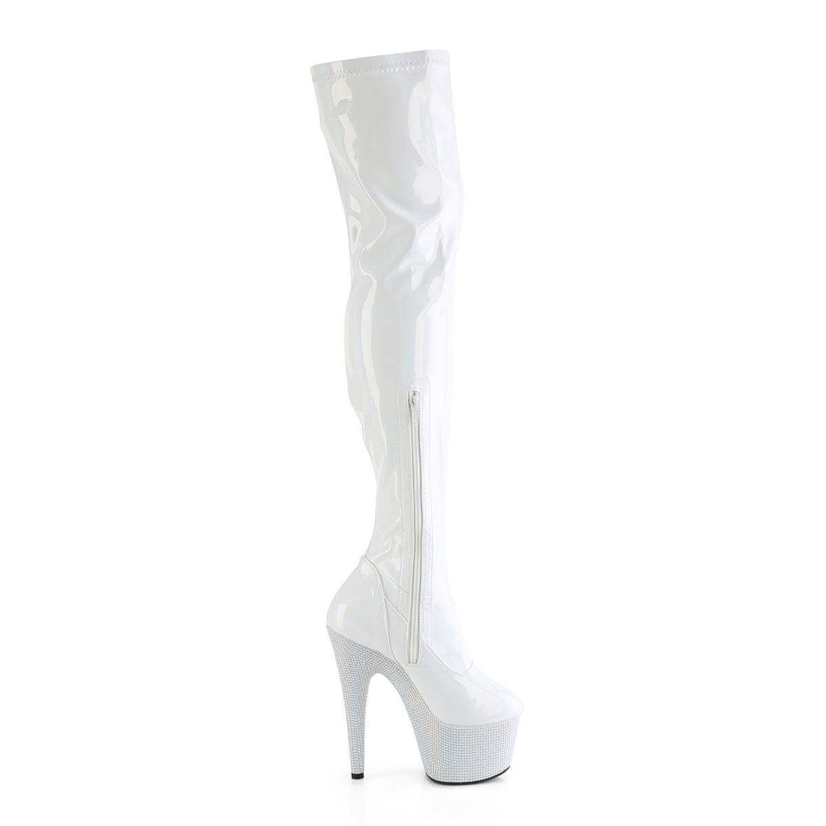 *7" Heel, 2 3/4" PF Stretch Thigh Boot w/RS, Side Zip (Pleaser BEJ3000-7/BPHG/BPRS)