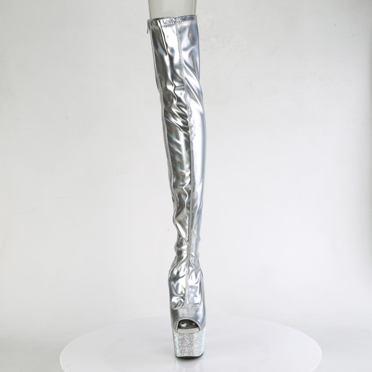 *7" Heel, 2 3/4" PF Peep Toe Thigh Boot w/RS, Side Zip (Pleaser BEJ3011-7/BHG/MDBRS)