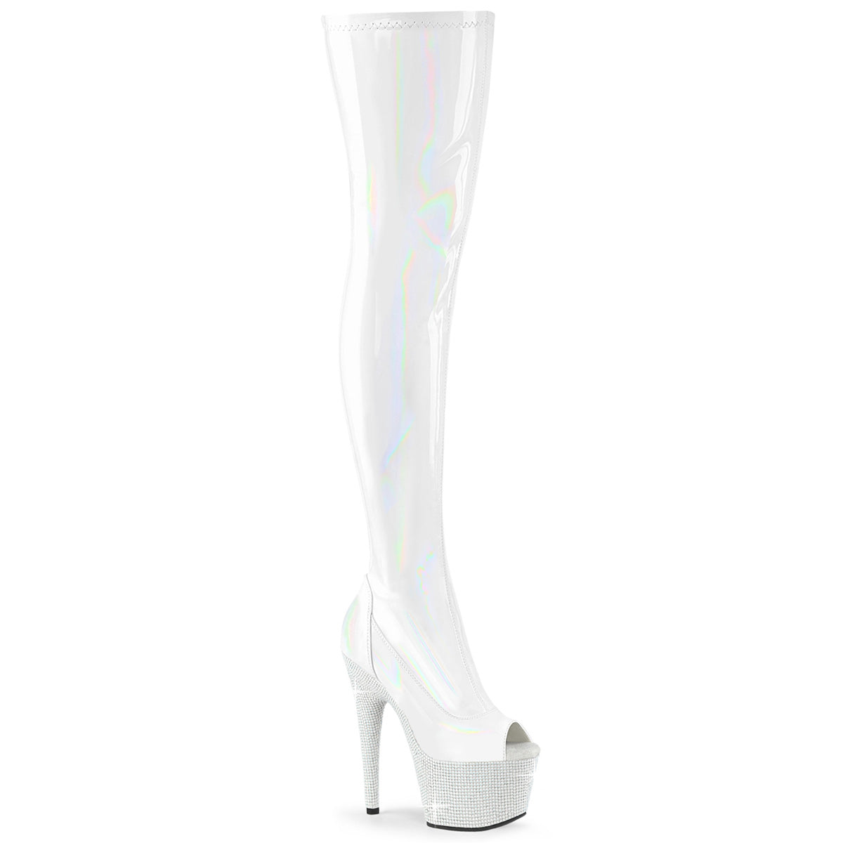 *7" Heel, 2 3/4" PF Peep Toe Thigh Boot w/RS, Side Zip (Pleaser BEJ3011-7/BHG/MDBRS)