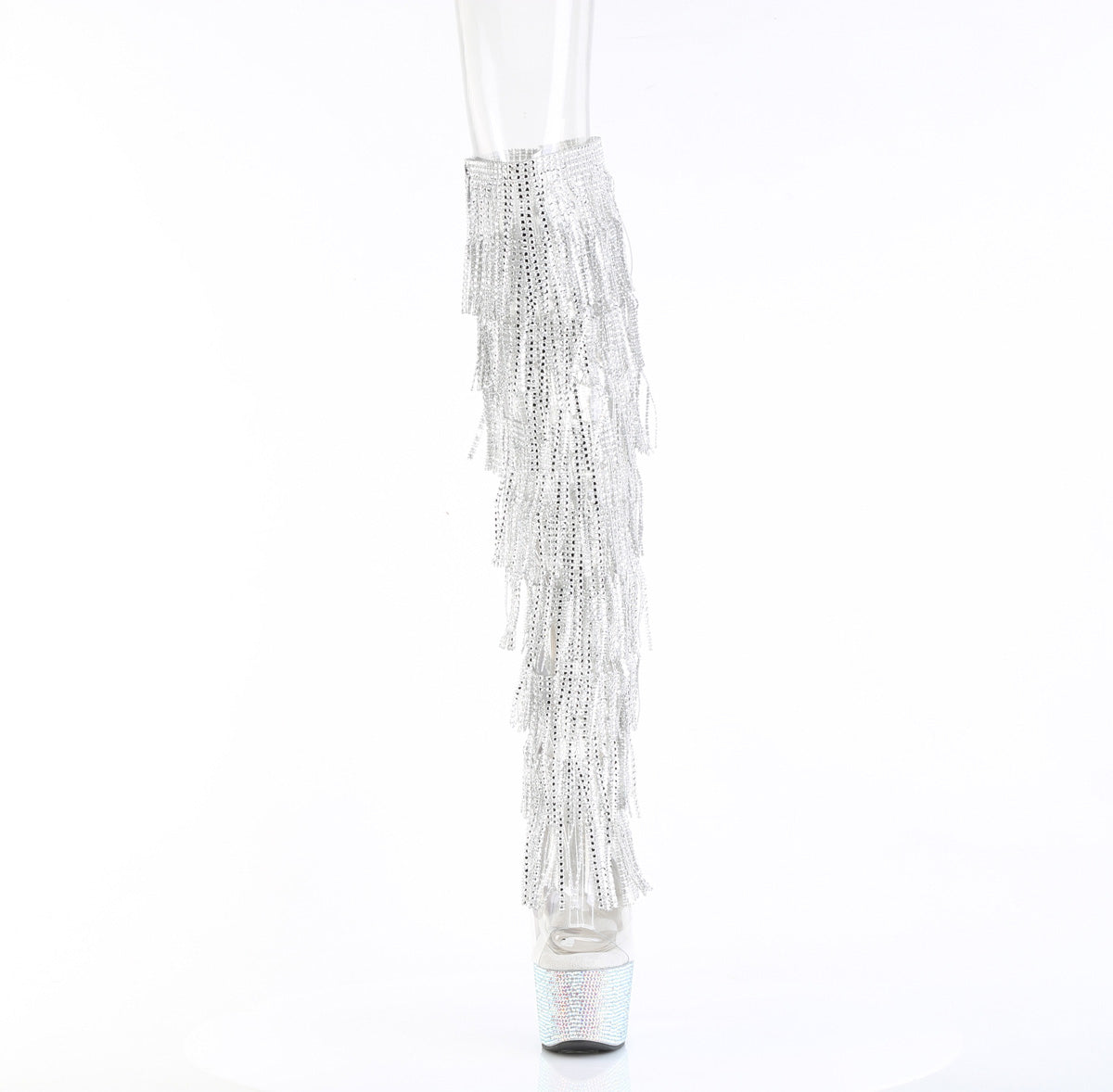 7" Heel, 2 3/4" PF 8-Layer Fringe Over-The-Knee Boot w/RS (Pleaser BEJ3019C-RSF-7/C/SRS)