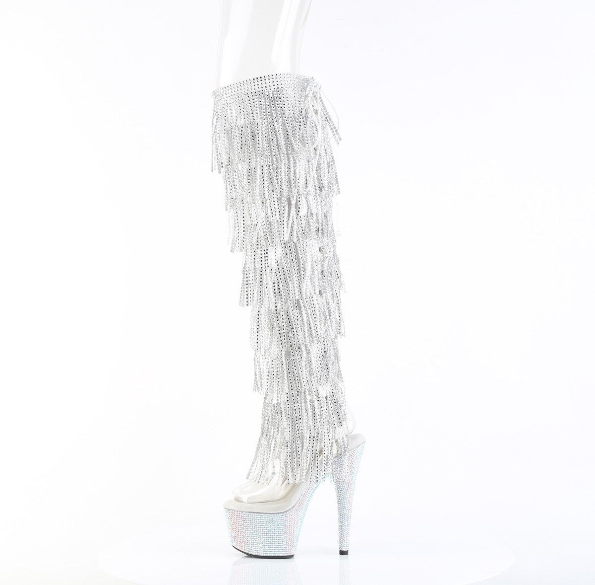 7" Heel, 2 3/4" PF 8-Layer Fringe Over-The-Knee Boot w/RS (Pleaser BEJ3019C-RSF-7/C/SRS)