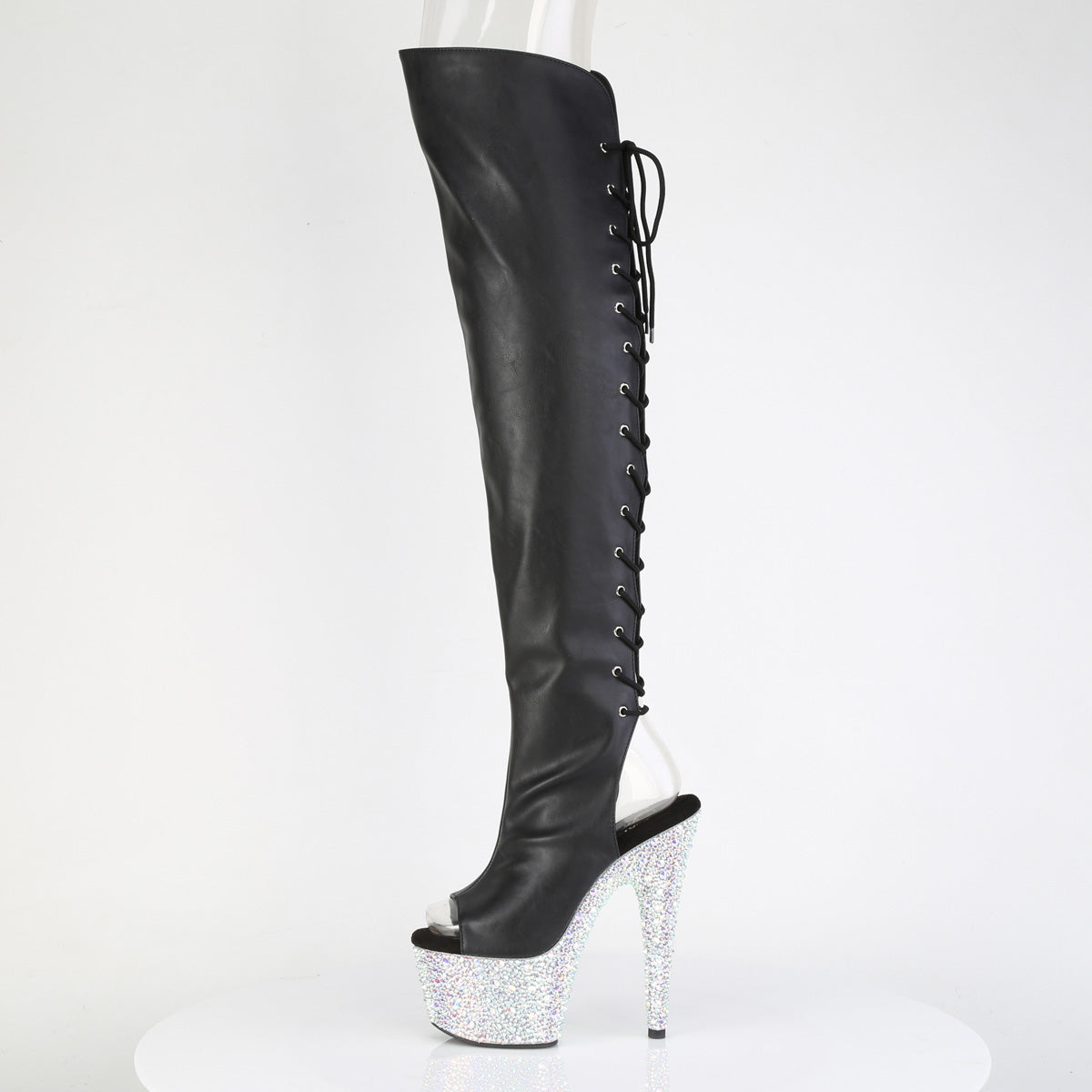7" Heel, 2 3/4" PF Open Toe/Back Over-The-Knee Boot w/RS (Pleaser BEJ3019MS-7/BPU/SRS)