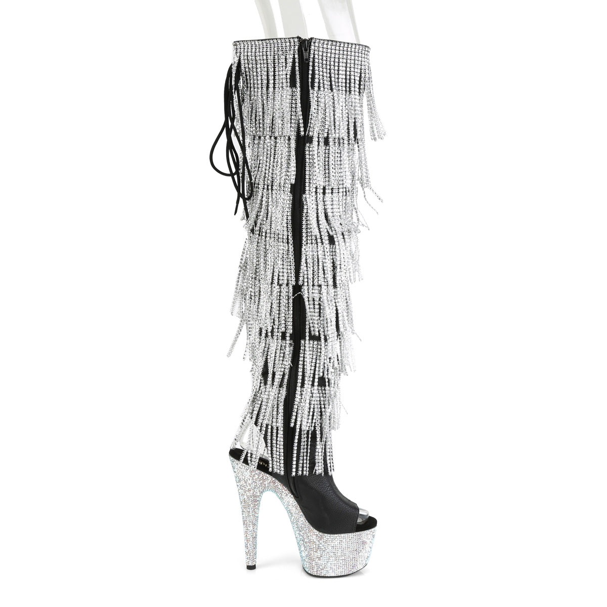 7" Heel, 2 3/4"PF Open Toe/Heel Over-The-Knee Boot, Side Zip (Pleaser BEJ3019RSF-7/BPU/SRS)