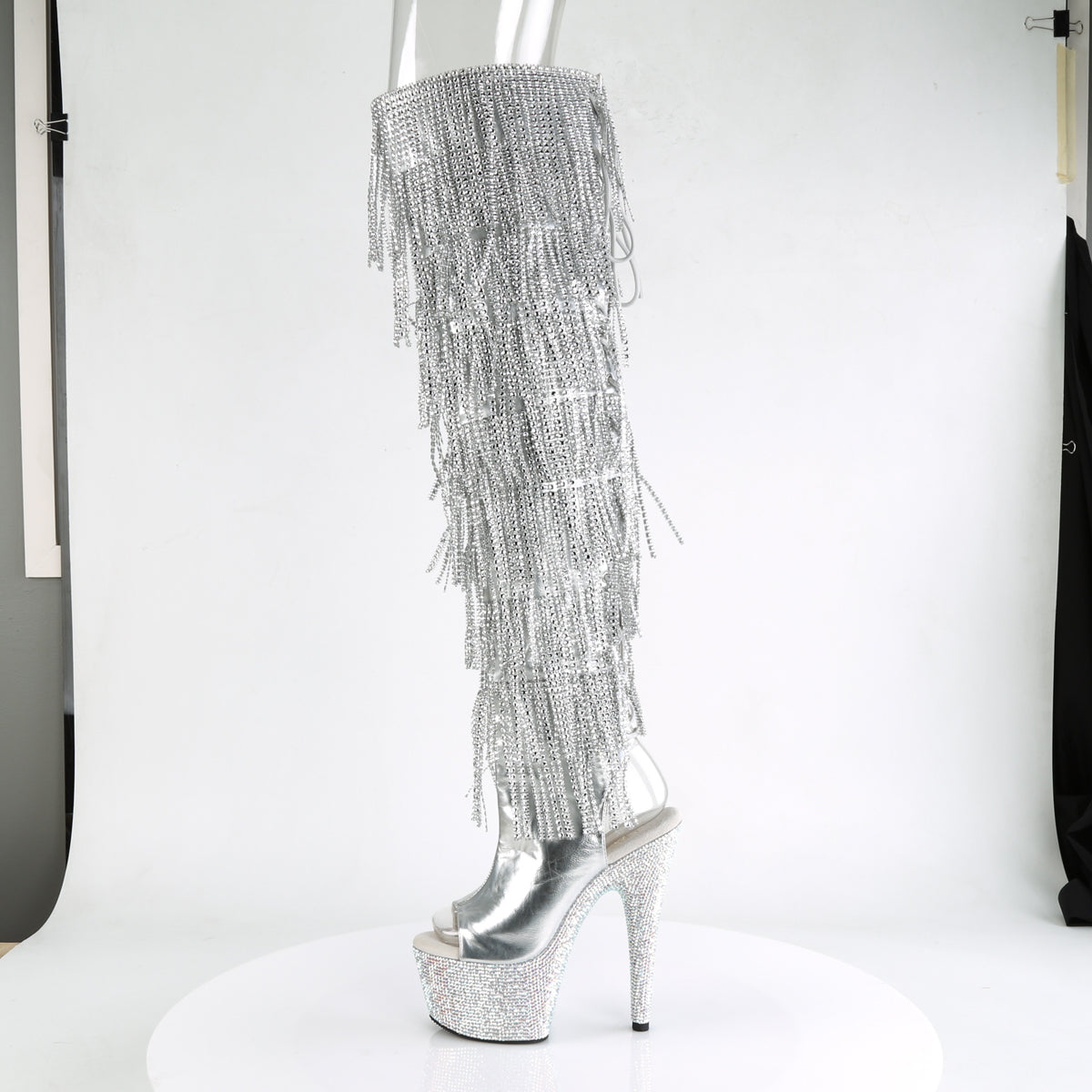 7" Heel, 2 3/4"PF Open Toe/Heel Over-The-Knee Boot, Side Zip (Pleaser BEJ3019RSF-7/BPU/SRS)