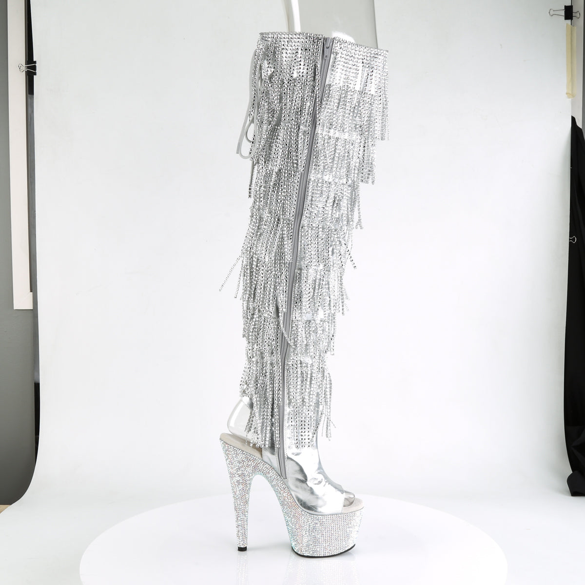 7" Heel, 2 3/4"PF Open Toe/Heel Over-The-Knee Boot, Side Zip (Pleaser BEJ3019RSF-7/BPU/SRS)