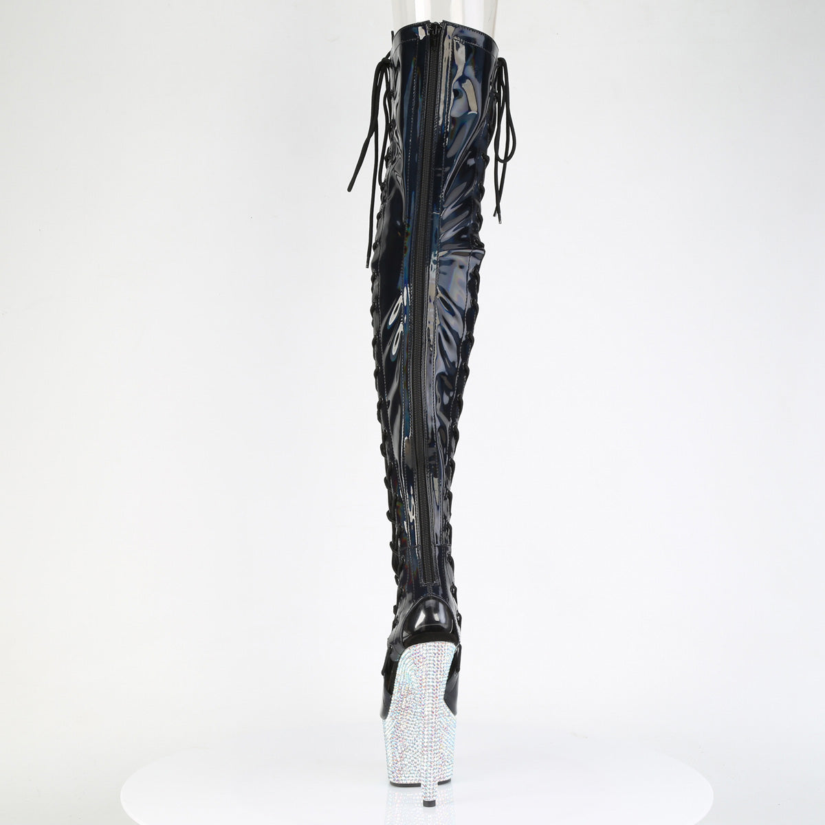 7" Heel, 2 3/4" PF Open Toe/Back Side Lace Thigh Boot w/RS (Pleaser BEJ3052HG-7/BHG/SRS)