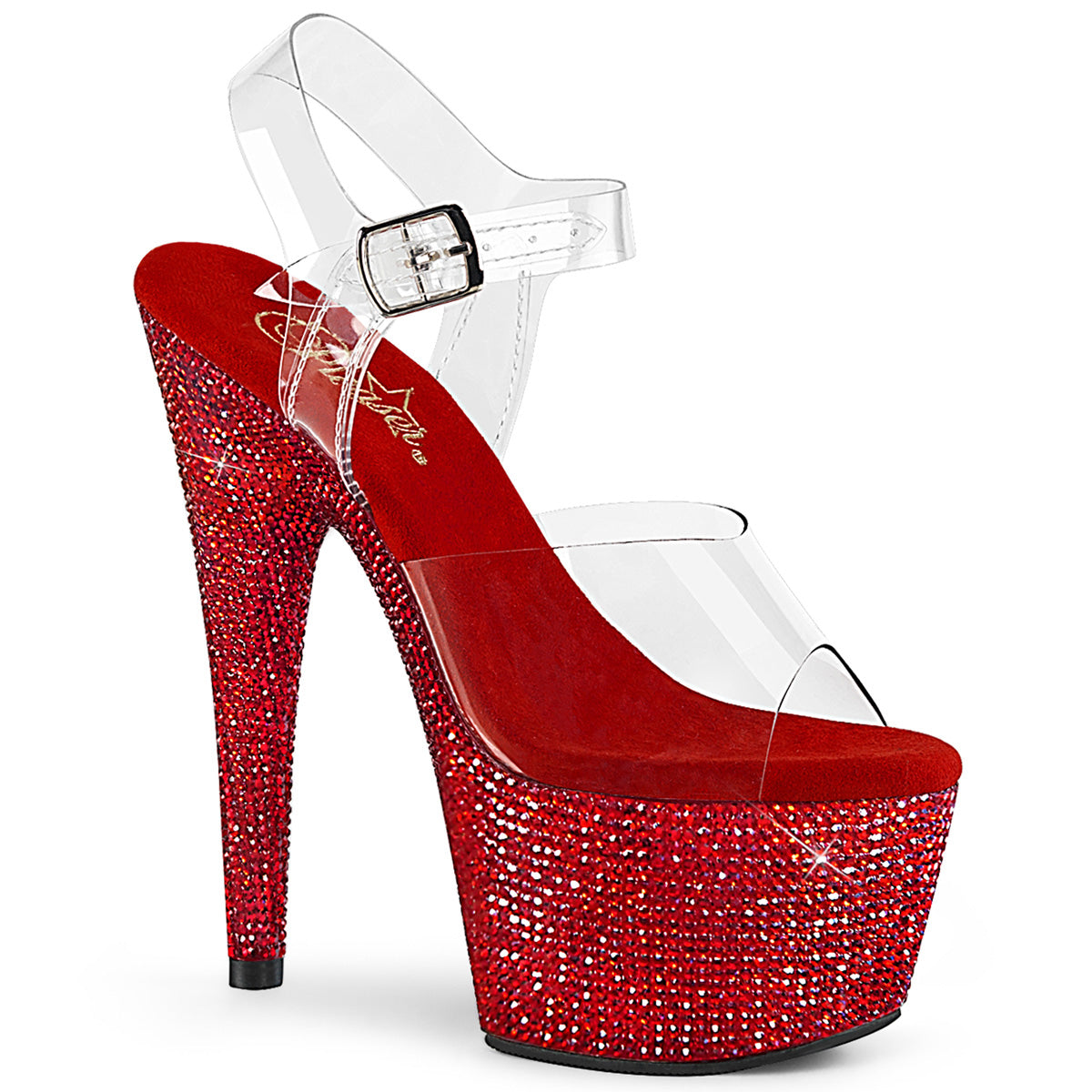 7" Heel, 2 3/4" PF Ankle Strap Sandal w/RS (Pleaser BEJ708DM/C/BRS)